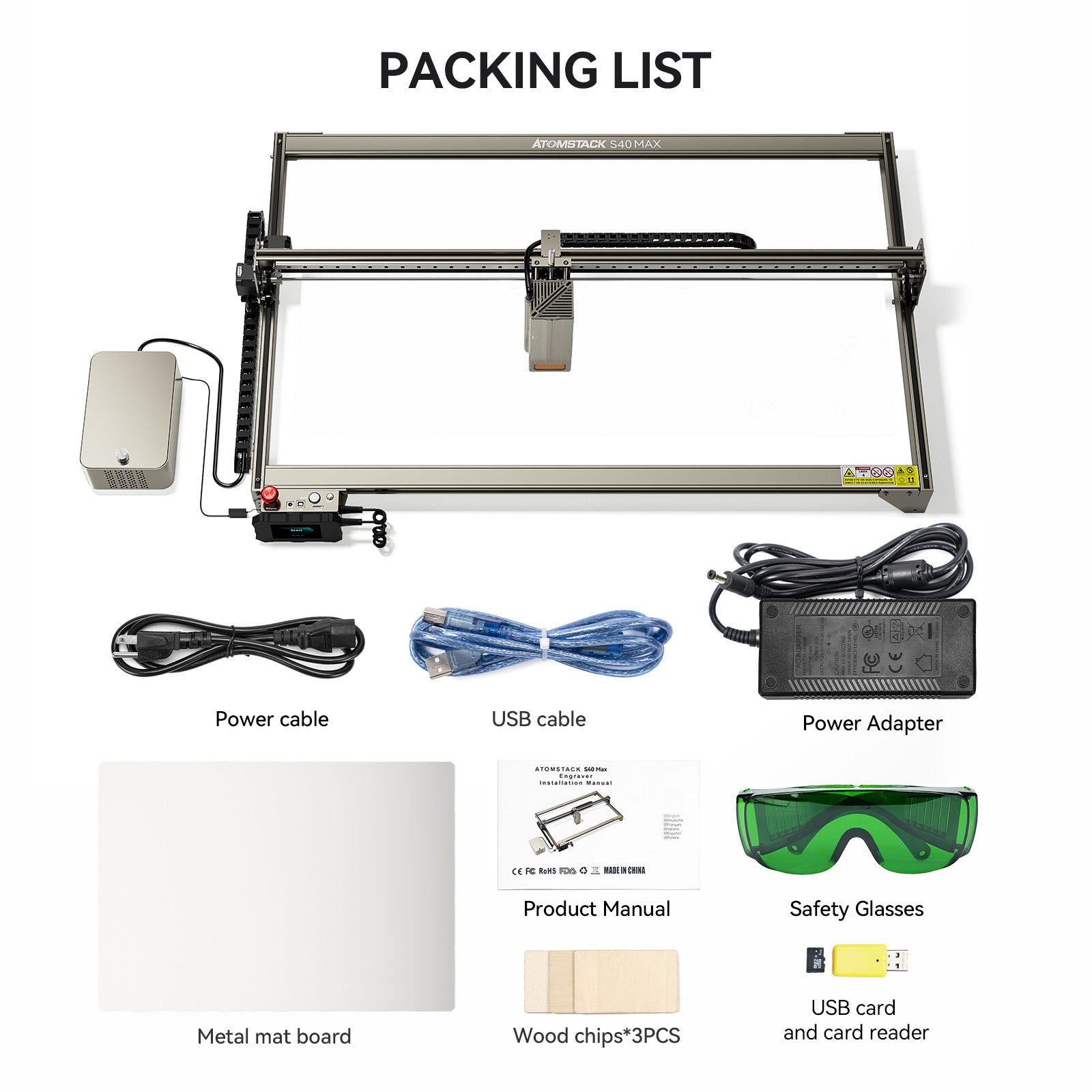 ATOMSTACK X40 S40 X40 MAX Laser Engraver 210W Laser Engraving Cutting Machine For Wood and Metal 48W Laser Output Power DIY CNC Laser Printer 800MM*400MM  3-in-1 Offline Screen/Mobile Phone App/PC Operate