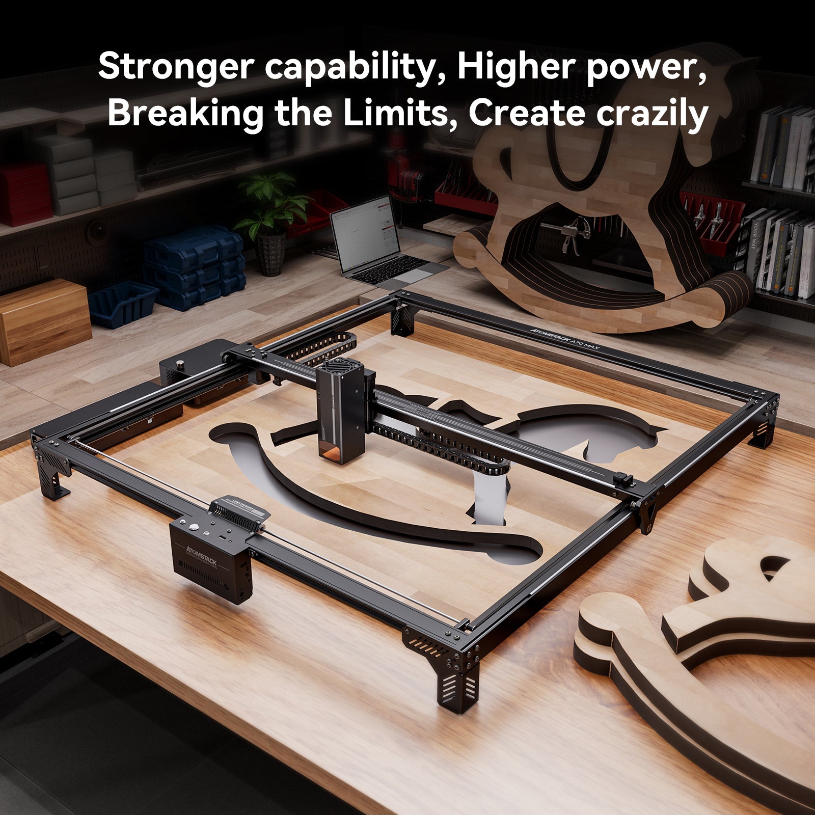 ATOMSTACK A70 X70 MAX 70W Desktop Diode Laser Engraver Auto Focus Metal Acrylic Wood Cutting Engraving Machine 850*800mm Large Area