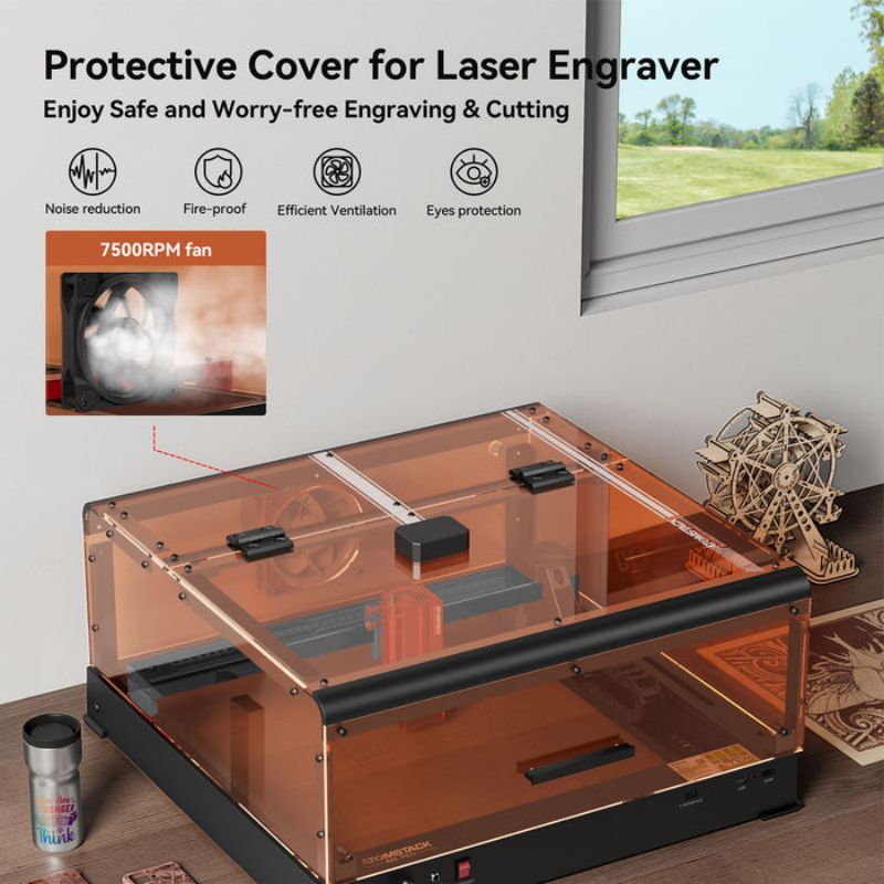 ATOMSTACK X24 A24 Pro 120W Laser Engraver With B3 Laser Engraving Cutting Machine Protective Box Enclosure Cover Built In Camera
