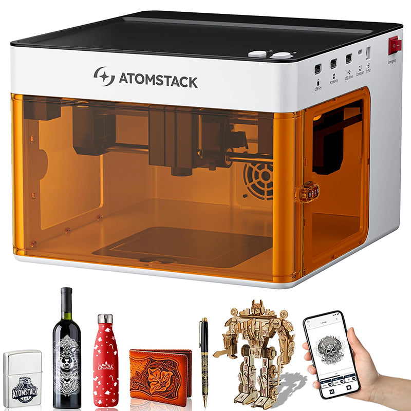 ATOMSTACK P1 Enclosed Laser Engraver For Beginners Mini Portable Cutting Machine 5000mW Laser Class 1 New CoreXY Dual-Motor Drive 10000mm/min