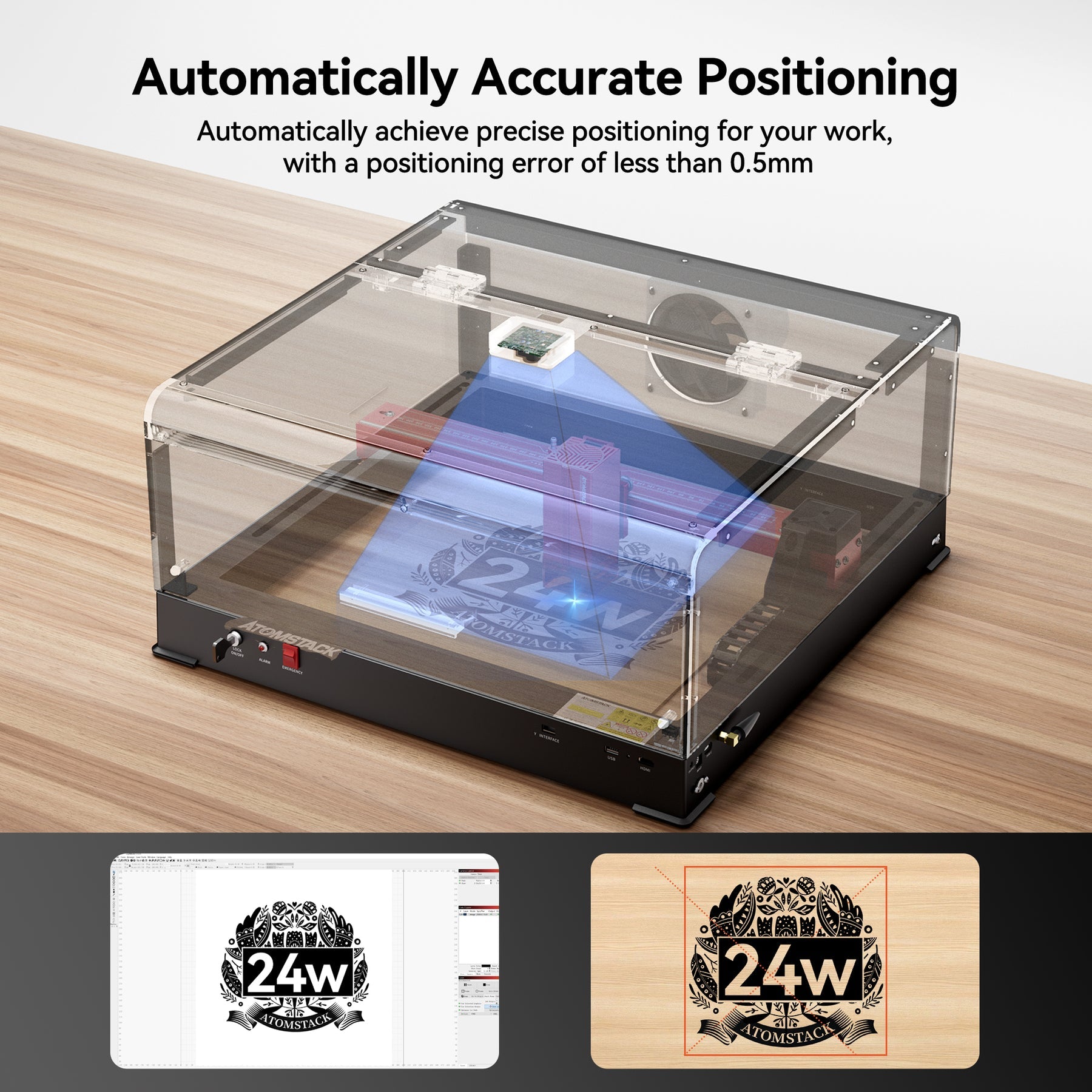 ATOMSTACK B3 Laser Engraver Protective Box With Intelligent Camera, LED Lighting, Exhaust Fan, Laser Housing for A6 PRO/A12 PRO/A24 PRO Laser Engraving Machine, Safe Dustproof Cover