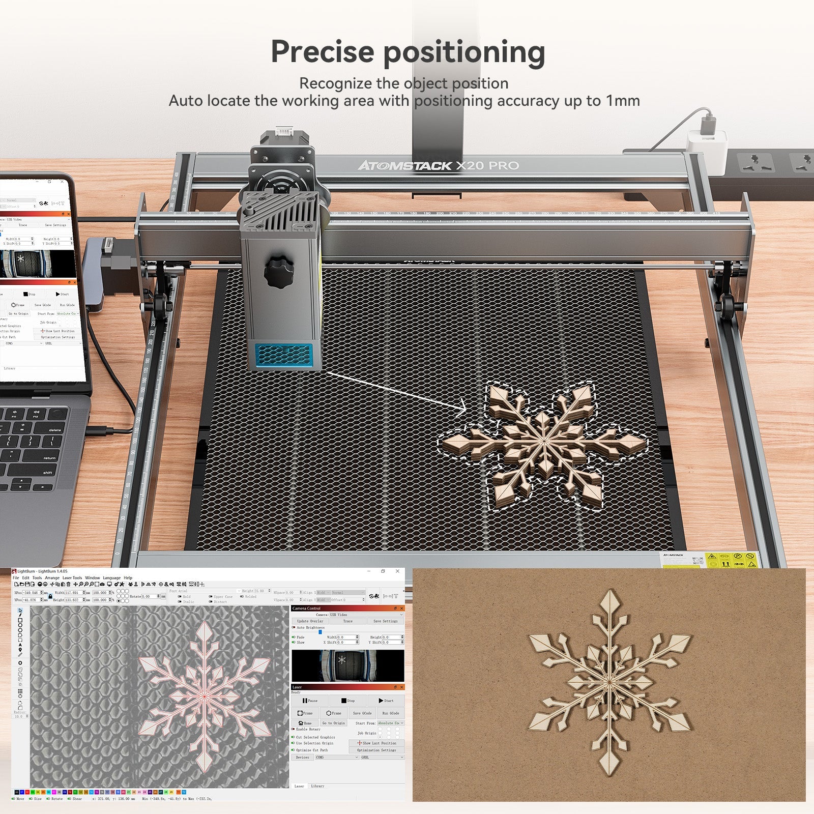 Atomstack AC2 Wireless Lightburn Camera Precise Laser Positioning Work Preview Video Recording