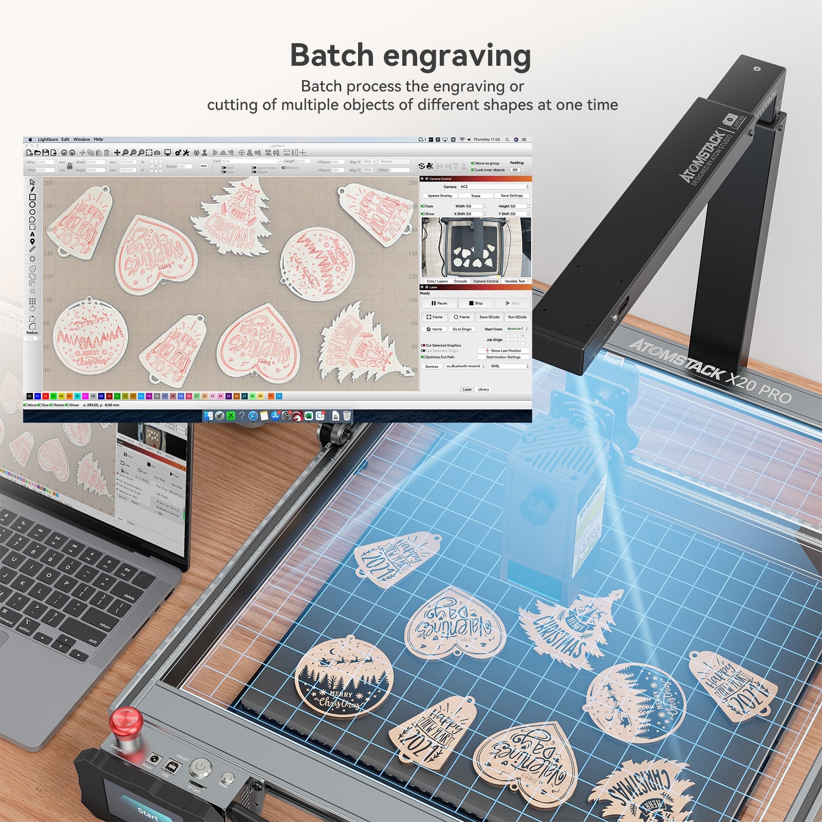 ATOMSTACK AC2 LightBurn Camera For Laser Engraving Machines 1080P HD Video Visual Preview WiFi Connection Real-Time Remote Monitoring Precise Positioning 32GB Memory Card