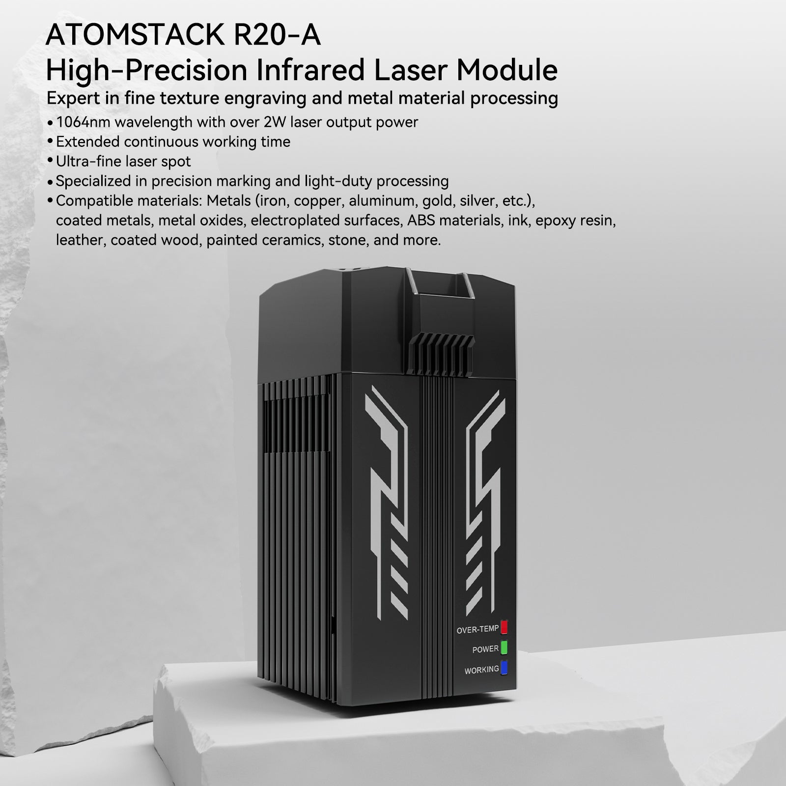Atomstack R20-A 2w 1064nm Fiber Red Infrared Laser Module Replacement Part Engraving Head for Swift 7w 12w A20 Pro V2 Engraver
