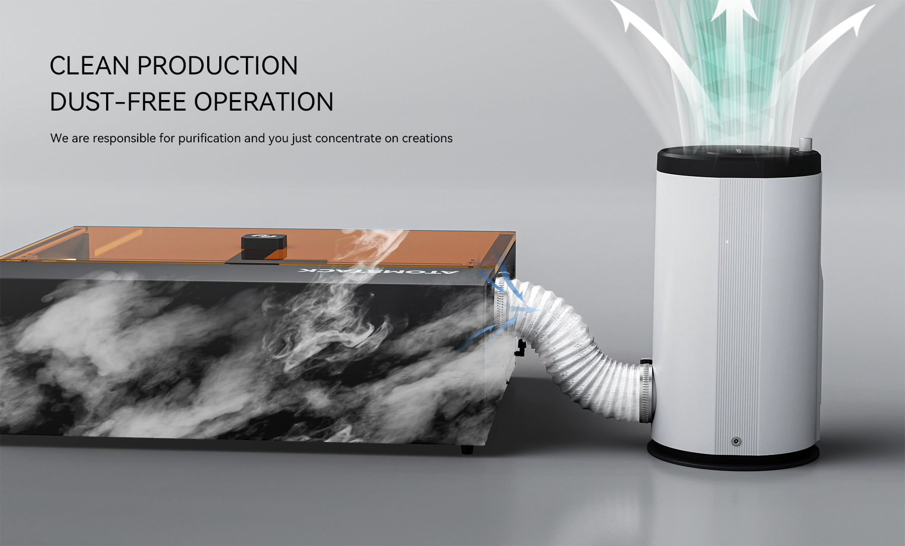 ATOMSTACK Maker D3 Air Cleaner Laser Engraving Smoke Absorber Air Purifier With 7 Filter Layers 99.97% Filtration Rate