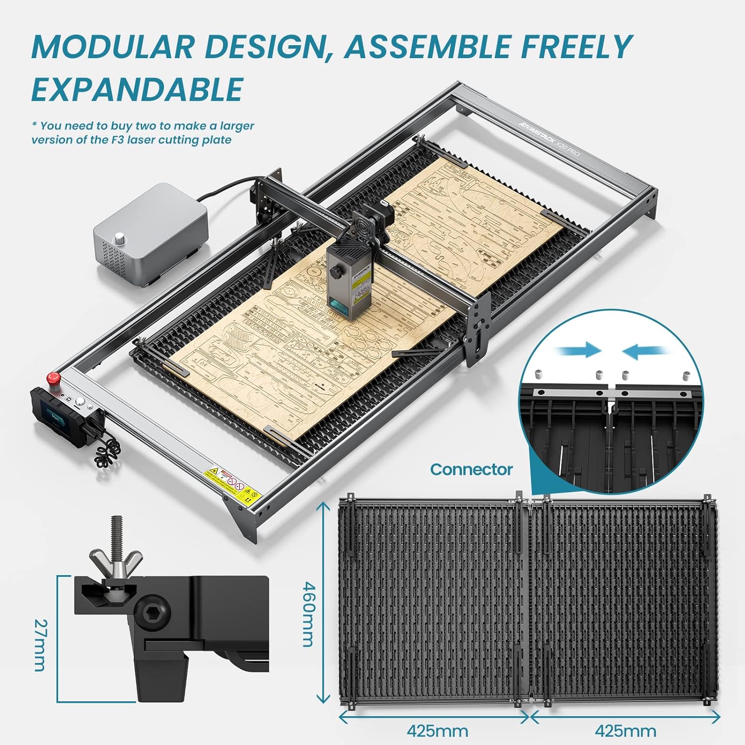 ATOMSTACK MAKER F3 Plus Laser Honeycomb Worktable 460*850mm Metal Protection Plate Laser Bed Board Panel