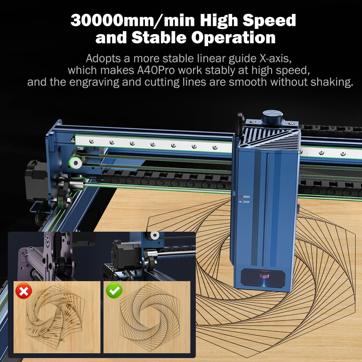 ATOMSTACK A40 S40 X40 Pro Laser Engraving Machine 210W Wth Air Assist 24W/48W One-Button Switching Laser Engraver Cutter