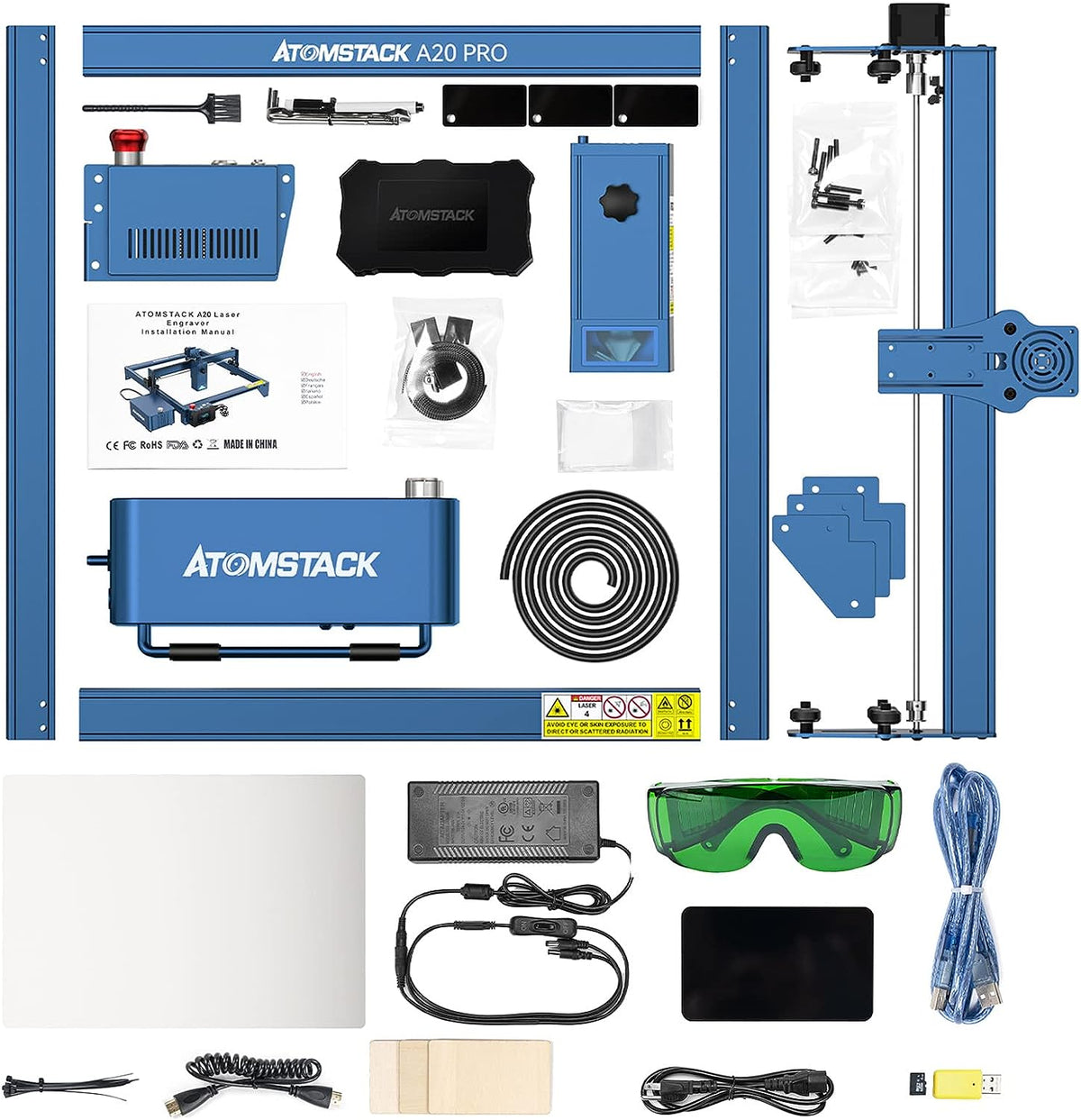 ATOMSTACK S20 PRO A20 PRO X20 PRO 20w Laser Engraver With Air Assist Kits Pump for metal plastic glass stone rubber leather