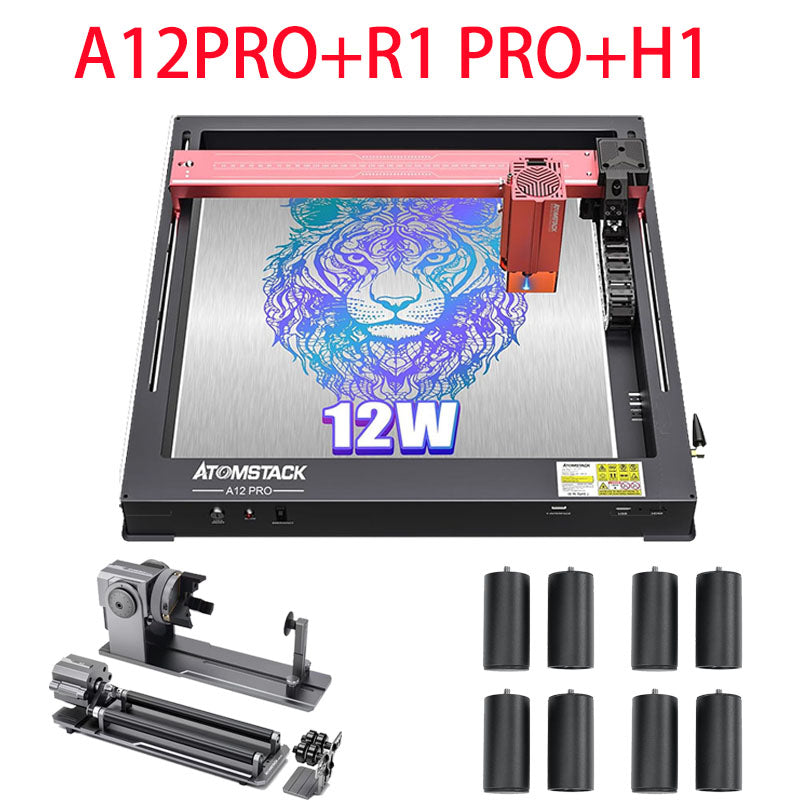 ATOMSTACK A12 Pro X12 Pro Laser Engraving Machine, Unibody Frame Design Installation Free, 12W Output Power Laser Cutter, Ultra-Fine Laser Engraver for Enthusiasts, Home & Office Personalized DIY