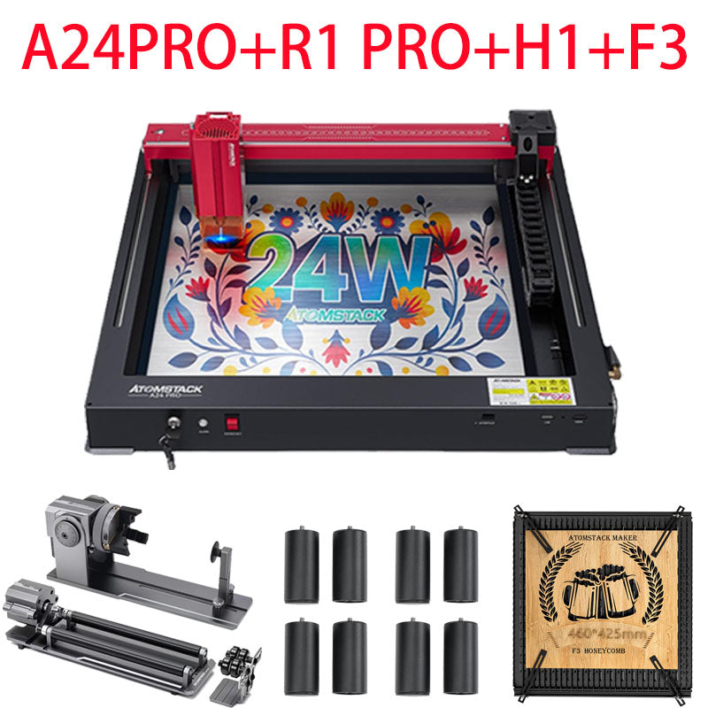 ATOMSTACK A24 Pro X24 Pro Laser Engraving Machine, Unibody Frame Design Installation Free, 24W Output Power Laser Cutter, Ultra-Fine Laser Engraver for Professionals, Home & Office Personalized DIY