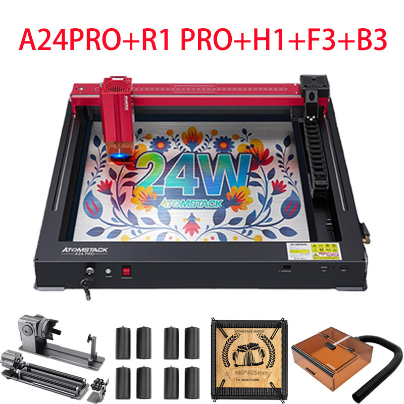 ATOMSTACK A24 Pro X24 Pro Laser Engraving Machine, Unibody Frame Design Installation Free, 24W Output Power Laser Cutter, Ultra-Fine Laser Engraver for Professionals, Home & Office Personalized DIY