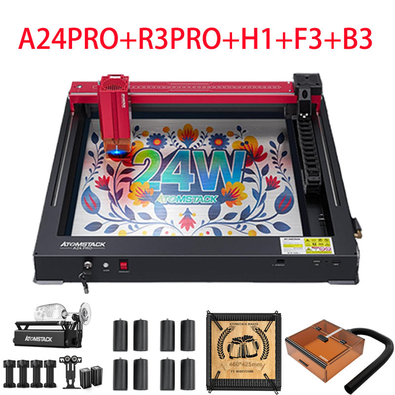 ATOMSTACK A24 Pro X24 Pro Laser Engraving Machine, Unibody Frame Design Installation Free, 24W Output Power Laser Cutter, Ultra-Fine Laser Engraver for Professionals, Home & Office Personalized DIY