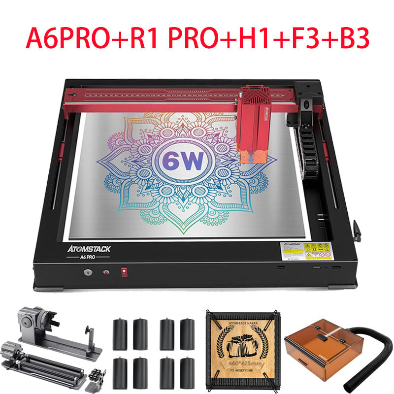 ATOMSTACK A6 Pro Laser Engraving Machine, Unibody Frame Design Installation Free, 6W Output Power Laser Cutter, Ultra-Fine Laser Engraver for Beginners, Home & Office Personalized DIY
