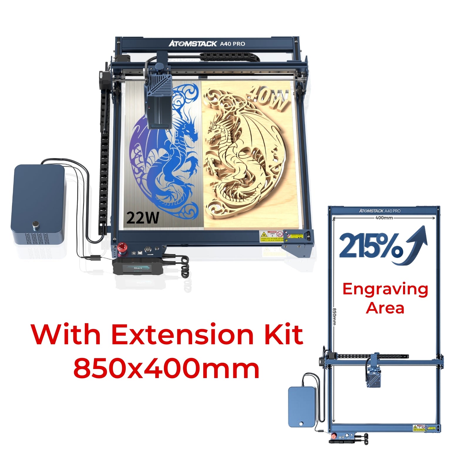 ATOMSTACK A40 S40 X40 Pro Laser Engraving Machine 210W Wth Air Assist 24W/48W One-Button Switching Laser Engraver Cutter