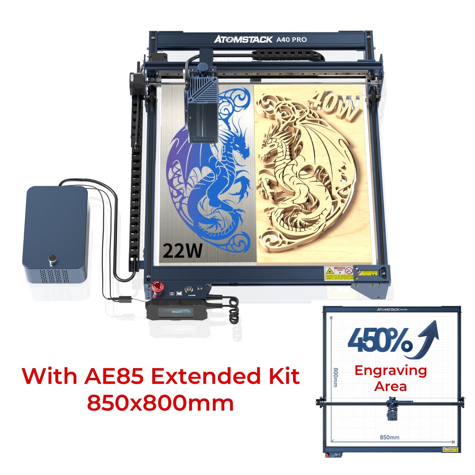 ATOMSTACK A40 S40 X40 Pro Laser Engraving Machine 210W Wth Air Assist 24W/48W One-Button Switching Laser Engraver Cutter