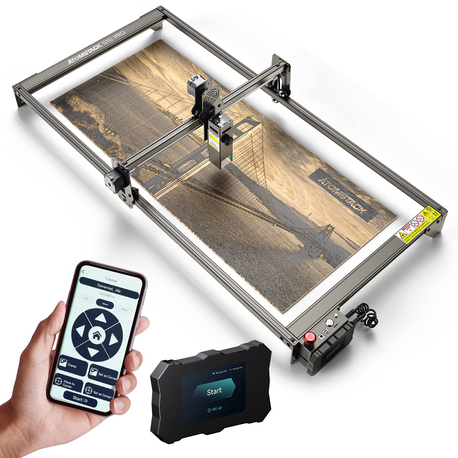 ATOMSTACK S10 X7 A10 Pro 50W Laser Engraving Machine with Expansion Kit 410x850mm 10W Output Power Lazer Engraver and Cutter with Smart APP control for Plywood Metal Glass Cutting 6mm MDF