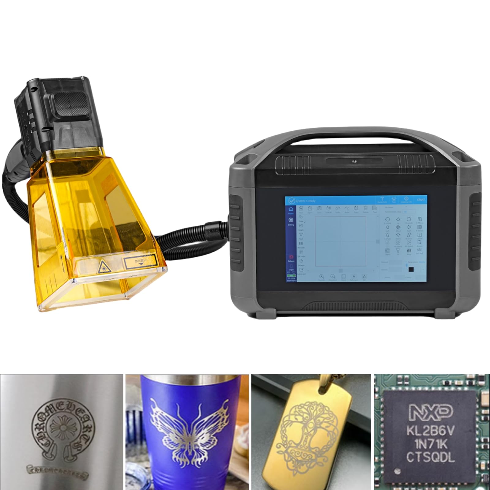 Handheld Laser Engraver 20W 30W 50W Output Power MAX Fiber Marking Machine Steel Distribution Box Nameplate QR Portable Printer