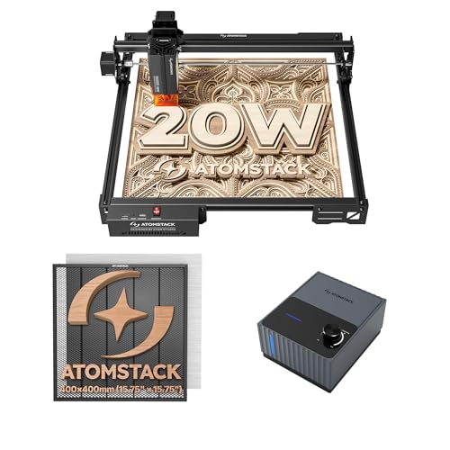 ATOMSTACK 20W Laser Engraver, A20 PRO V2 Laser Cutter, High Accuracy Laser Engraving Machine for Personalized Gifts, Business Cards, Wood, Metal, Acrylic, Leather