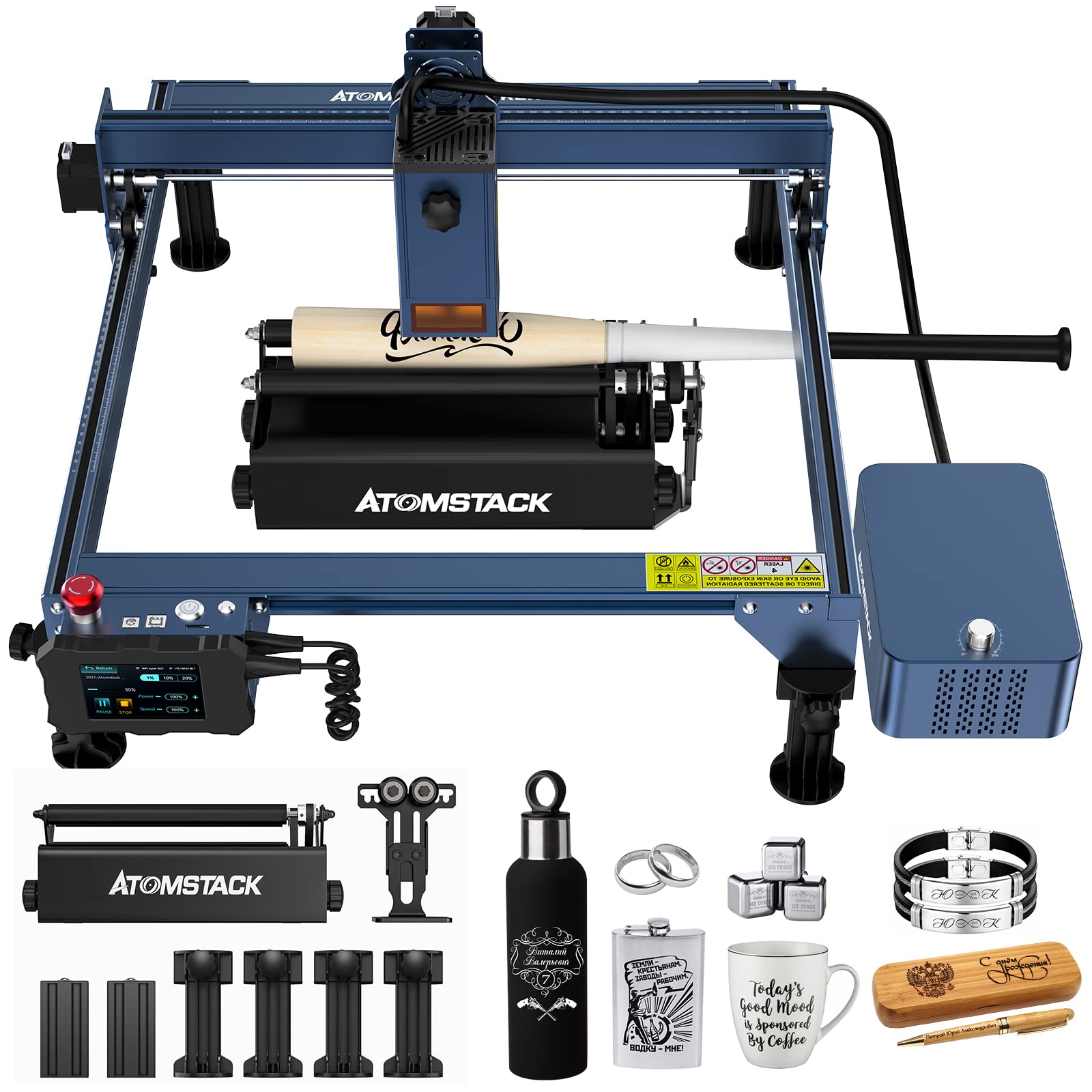 ATOMSTACK A30 X30 S30 PRO Laser Engraving Machine With R3 Pro Rotary Roller F30 Pro Air Assist 33W Output Laser Engraver Cutter