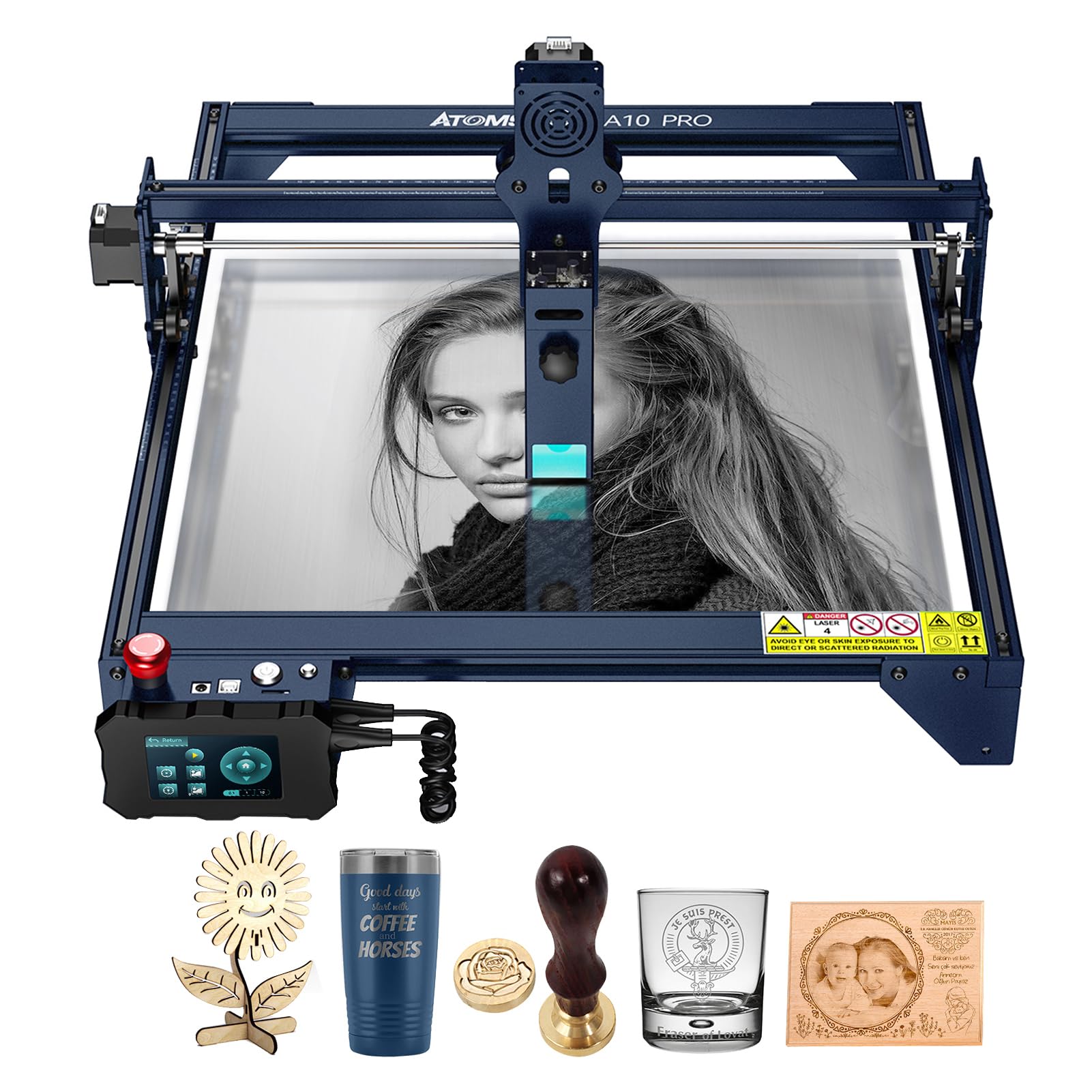 Atomstack A10 PRO S10 PRO X7 PRO 50W Laser Engraving Machine, Offline Engraving Laser Device, 10W Laser Head Output Laser Cutter, Laser Engraving Machine for Glass, Ceramic, Slate, Wood, Acrylic, Metal, 410 x 400 mm