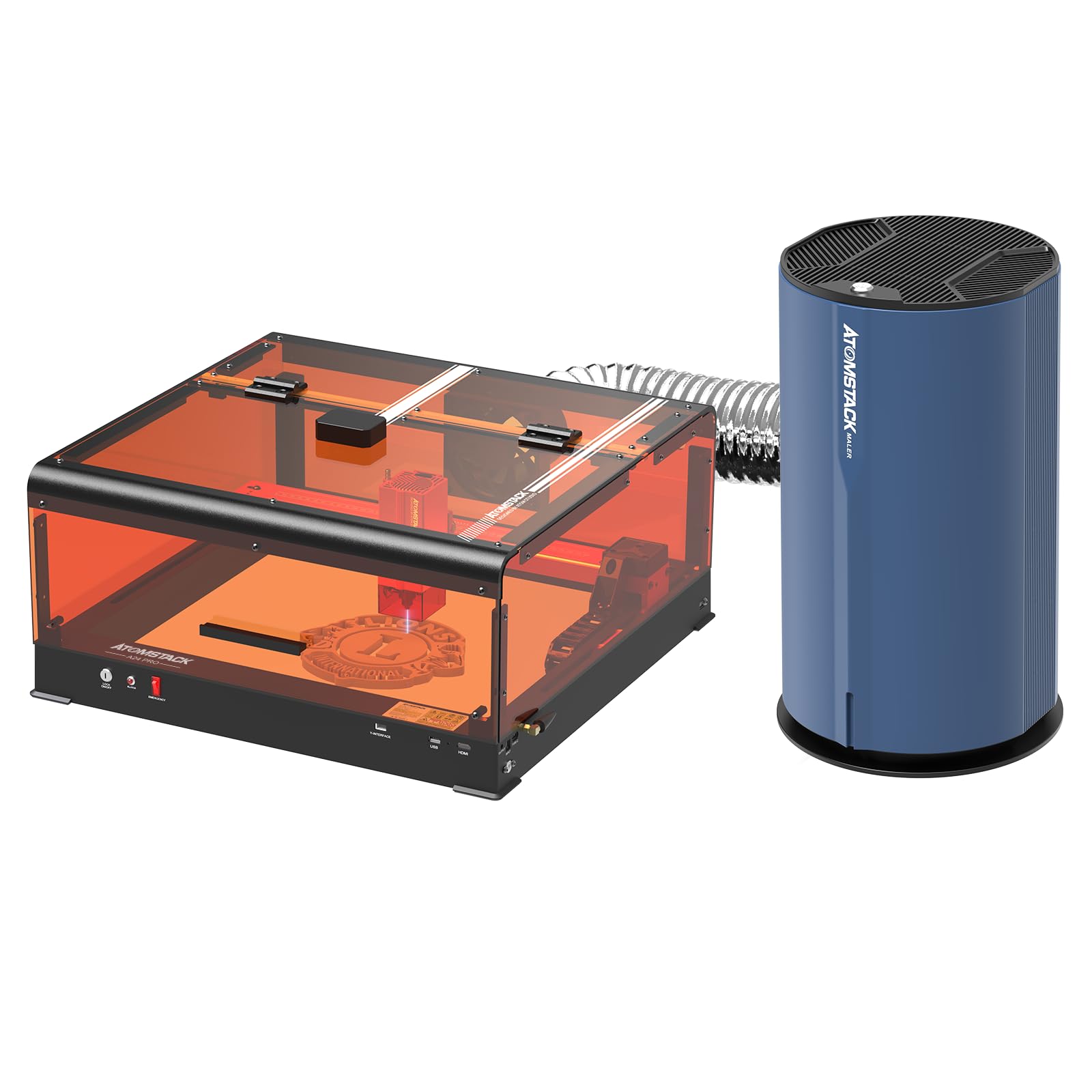 ATOMSTACK A24 Ultra Laser Engraving Machine 120W With B3 Protective Box and Camera D2 Air Purifier Laser Engraver Cutter For Wood, Acrylic, Metal, Rubber,Stone, Glass,Leather ,Plastic,PVC
