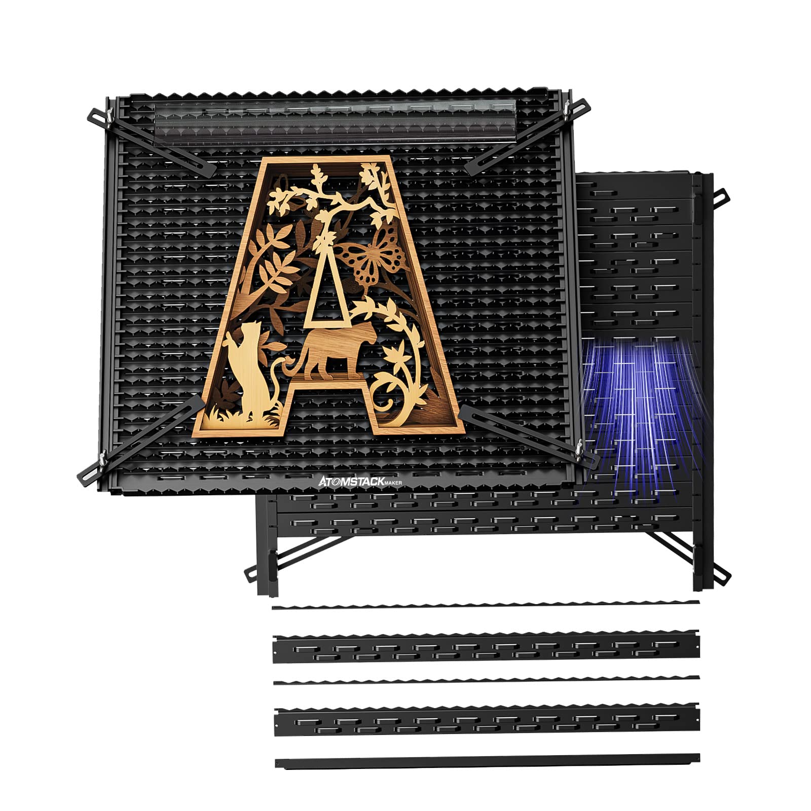 ATOMSTACK MAKER F3 Matrix Laser Honeycomb Work Table, 460 x 425 mm, Metal Honeycomb Worktop, Protective Plate, Laser Bed Table, Suitable for A5 Pro/A10 Pro/A20 Pro CO2/Diode/Fibres, Laser Engraving