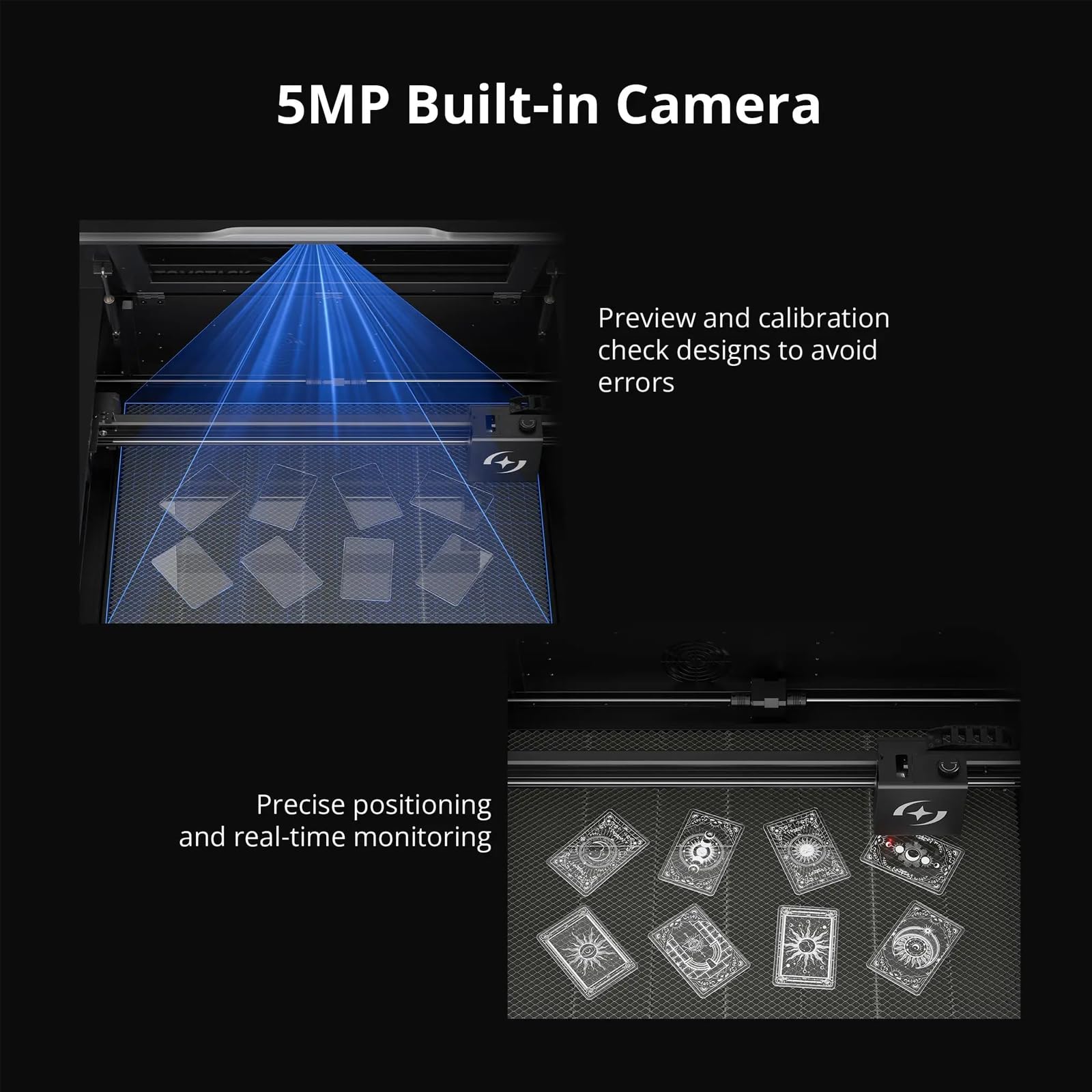ATOMSTACK K60 Hurricane 55W CO2 Laser Cutting Machine With 5MP HD Camera and Smoke Extraction System 3D Stacking Cut for Acrylic