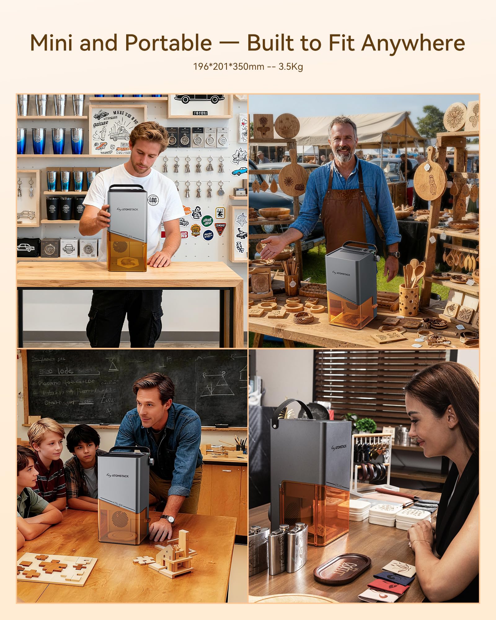 AtomStack Atelier AI Diode Laser Engraver 12W Galvo Portable Handheld Marking Machine with Built-in Camera 4000mm/s Class 1