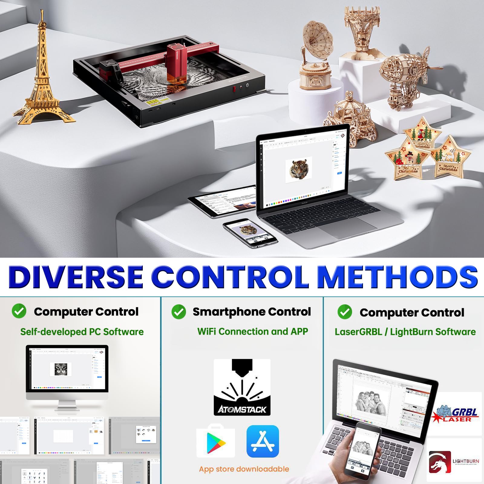 ATOMSTACK A6 Pro Laser Engraving Machine, Unibody Frame Design Installation Free, 6W Output Power Laser Cutter, Ultra-Fine Laser Engraver for Beginners, Home & Office Personalized DIY