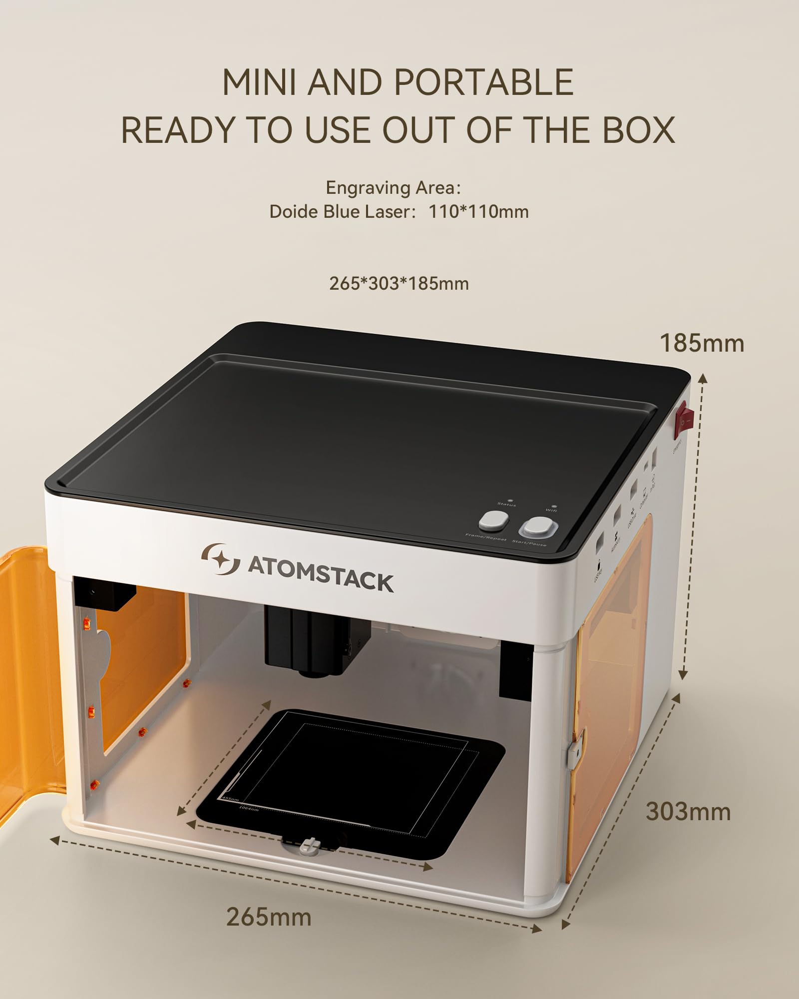 AtomStack P1 First Entry-Level Mini Dual-Laser Engraver Enclosed Portable 5W Diode+1.2W Infrared Smart Laser Marker DIY Cutter