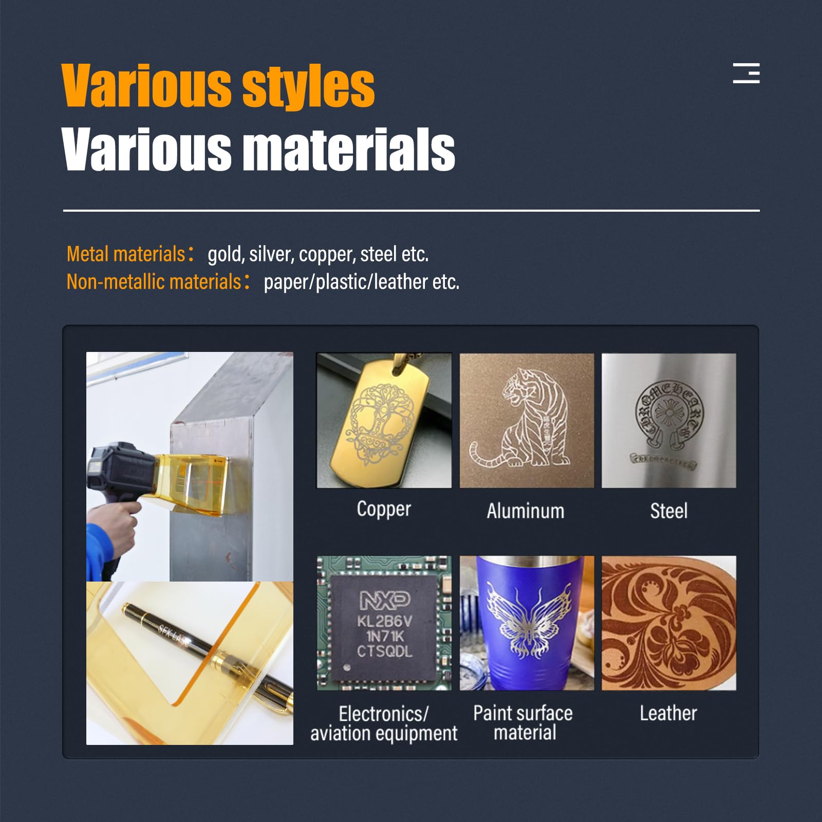 Handheld Laser Engraver 20W 30W 50W Output Power MAX Fiber Marking Machine Steel Distribution Box Nameplate QR Portable Printer