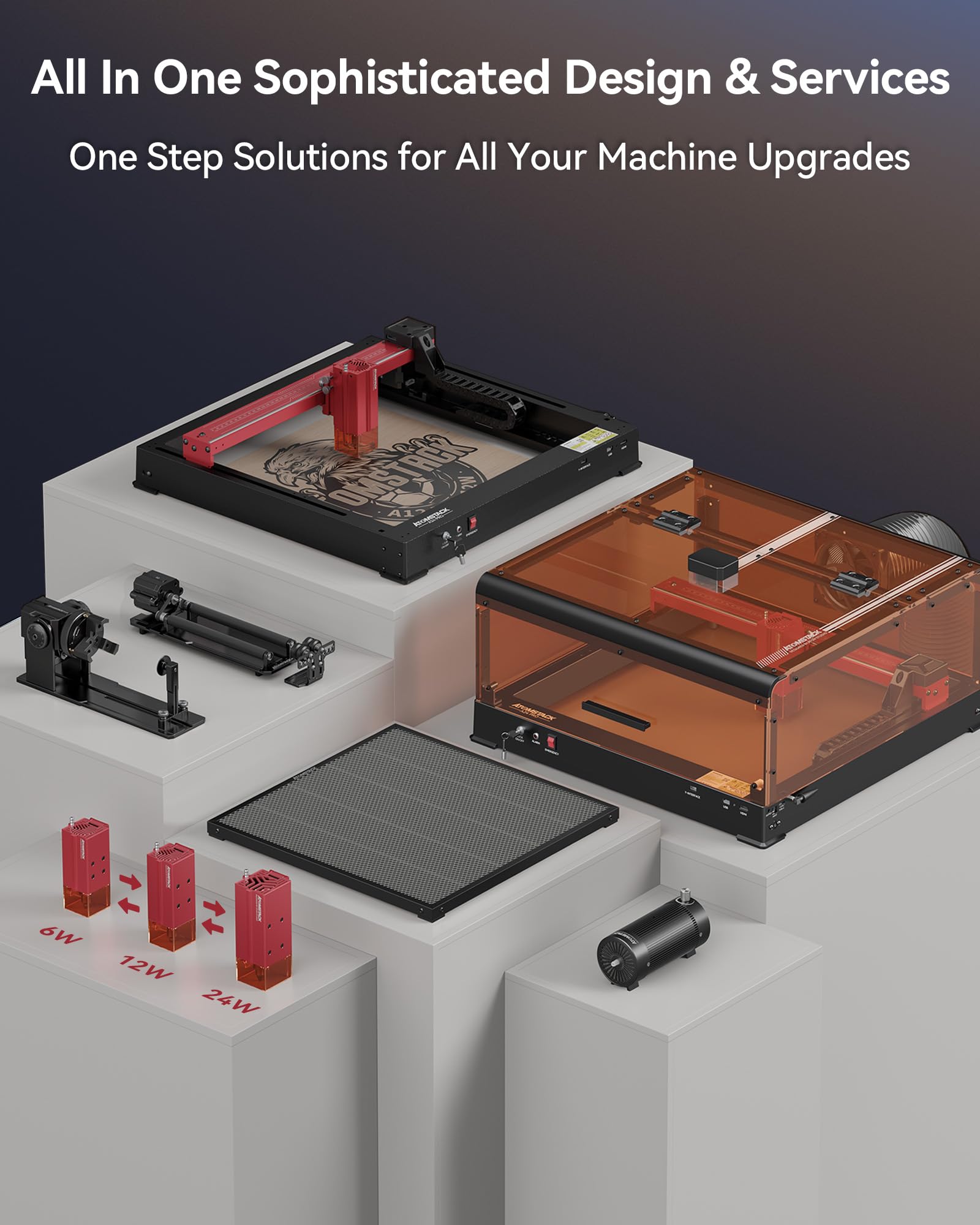 AtomStack A24 X24 Pro 120W All-In-One 2nd Generation Laser Engraving Cutting Machine Optical Power 24W Unibody Frame No Assembly Required Laser Engraver