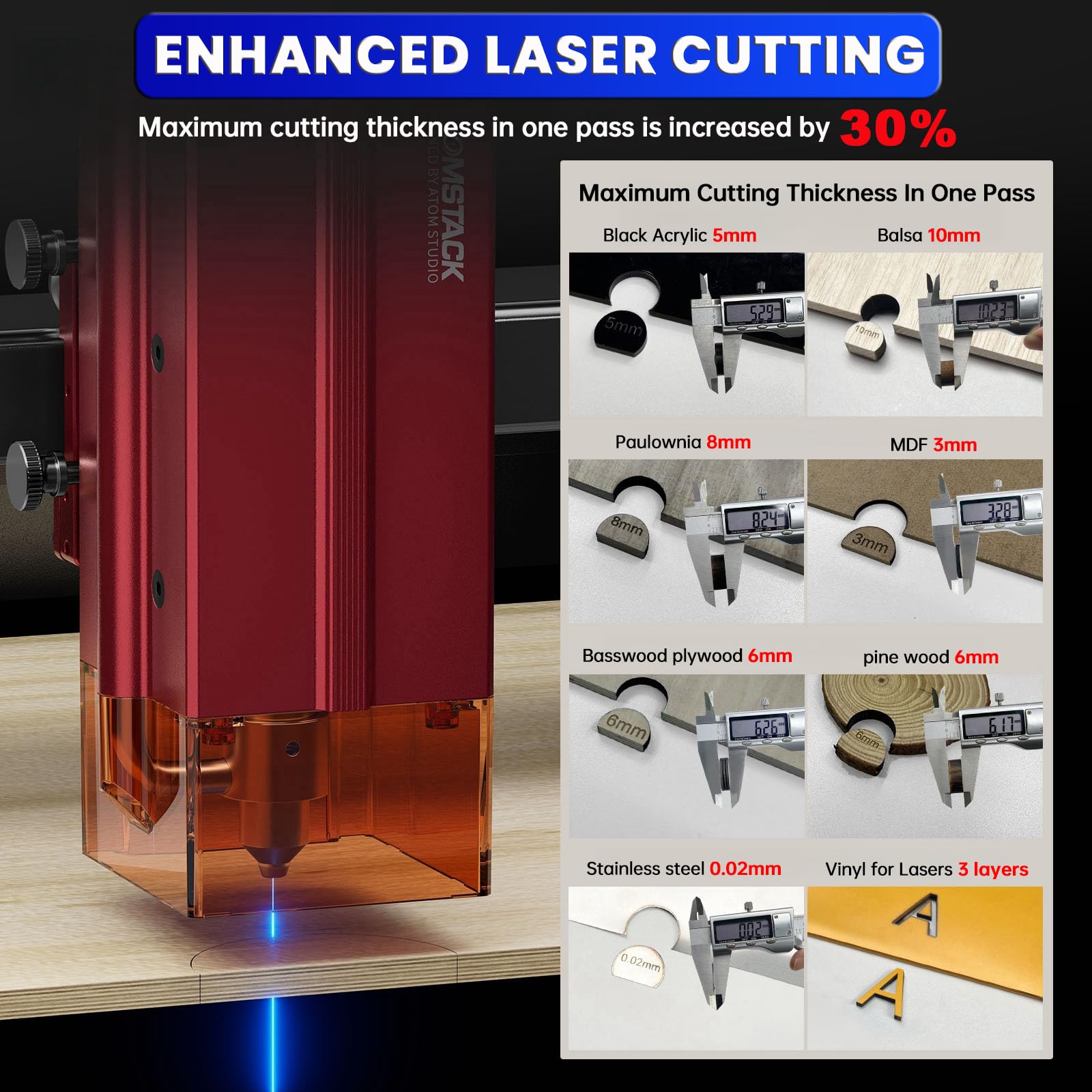 ATOMSTACK A12 Pro X12 Pro Laser Engraving Machine, Unibody Frame Design Installation Free, 12W Output Power Laser Cutter, Ultra-Fine Laser Engraver for Enthusiasts, Home & Office Personalized DIY