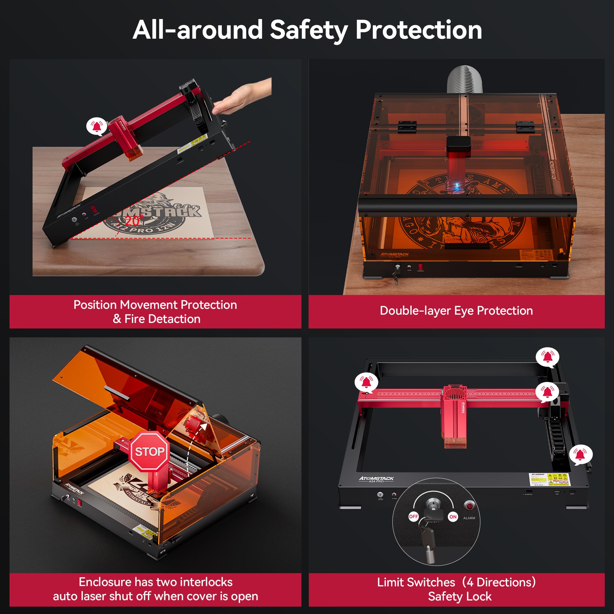 ATOMSTACK A24 Ultra Laser Engraving Machine 120W Laser Cutter With B3 Housing Protective Box Enclosure 370x310mm Working Area