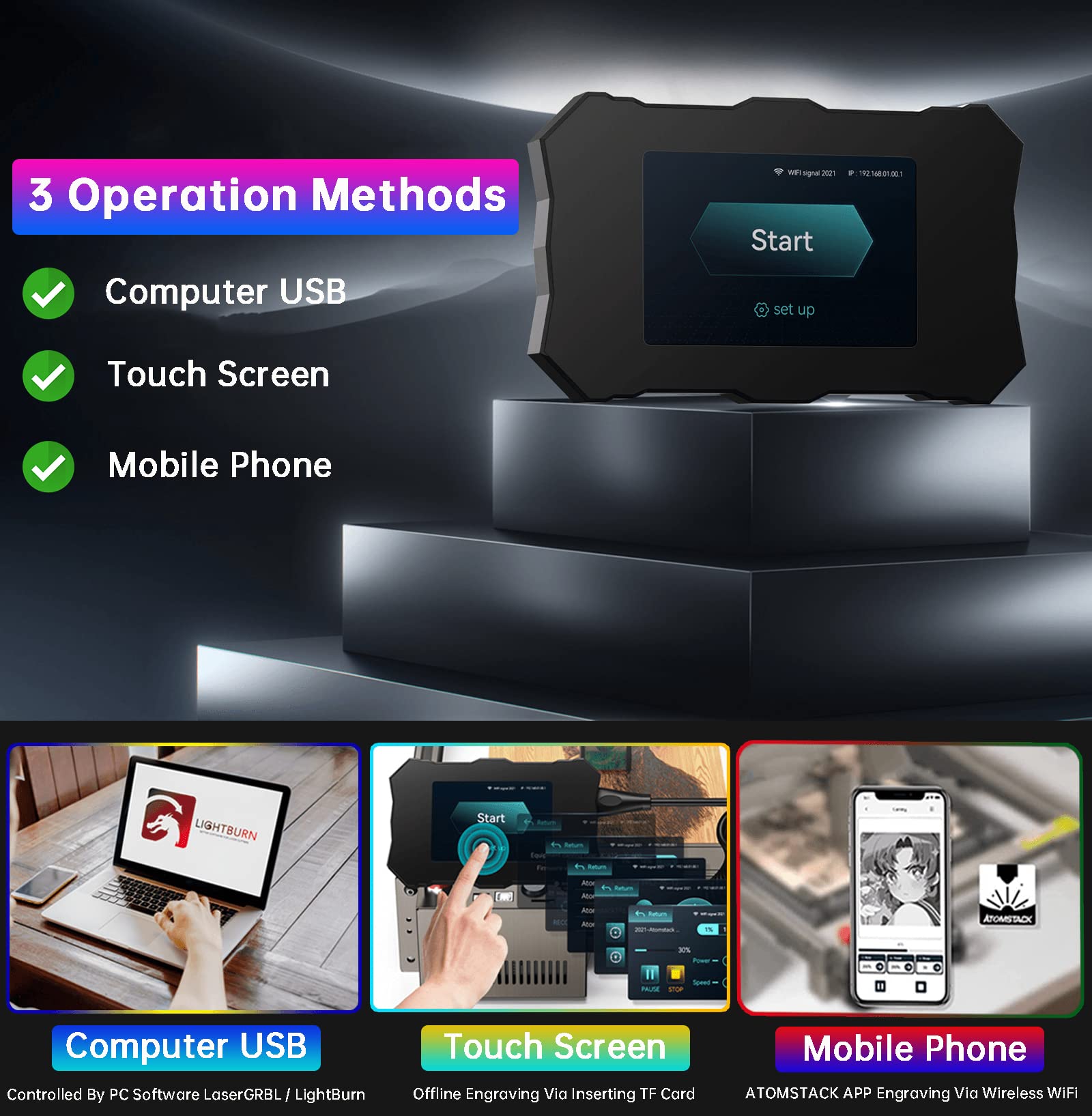 Atomstack S10 Pro X7 PRO A10 PRO Laser Engraver, 50W Laser Engraving Machine, 10W Optical Dual Compressed Spot Laser Cutter For 20 mm Wood and Acrylic, DIY Laser Cutting, Support Offline Engraving Phone App