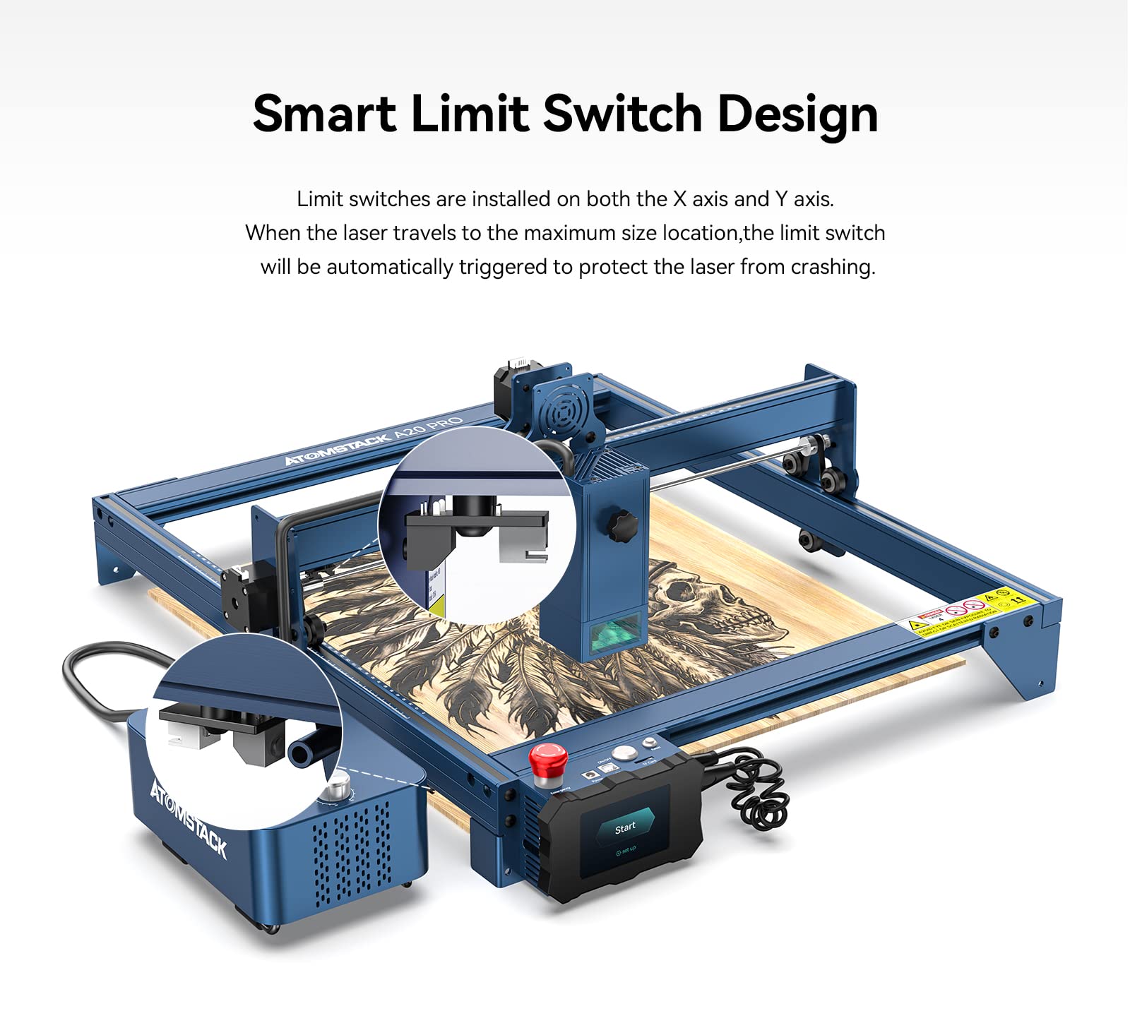 ATOMSTACK A20 X20 S20 Pro Laser Engraving Machine With FB2 Protection Box and Air Assist 20W Output Power 130W DIY Laser Cutter