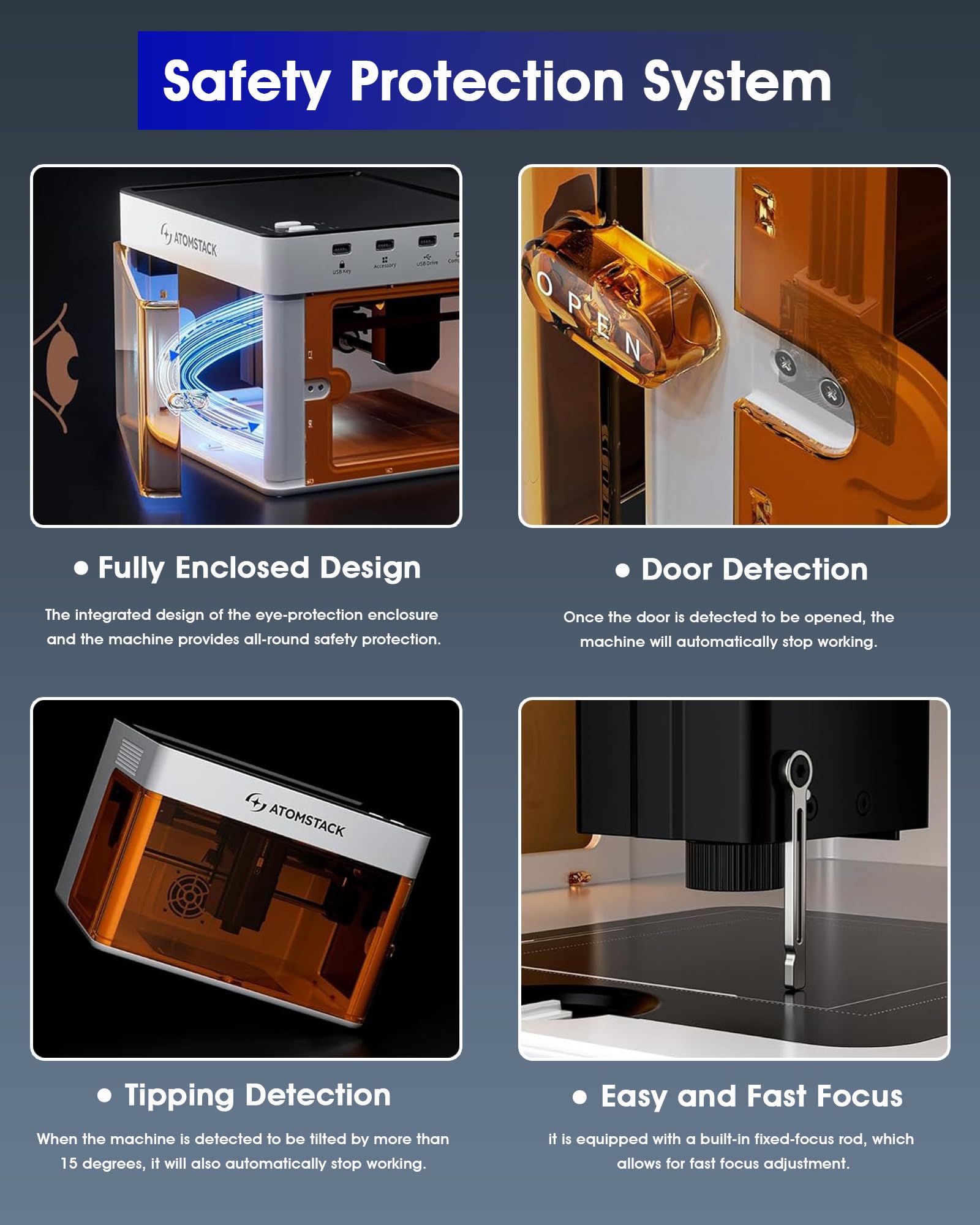 ATOMSTACK P1 Enclosed Laser Engraver For Beginners Mini Portable Cutting Machine 5000mW Laser Class 1 New CoreXY Dual-Motor Drive 10000mm/min