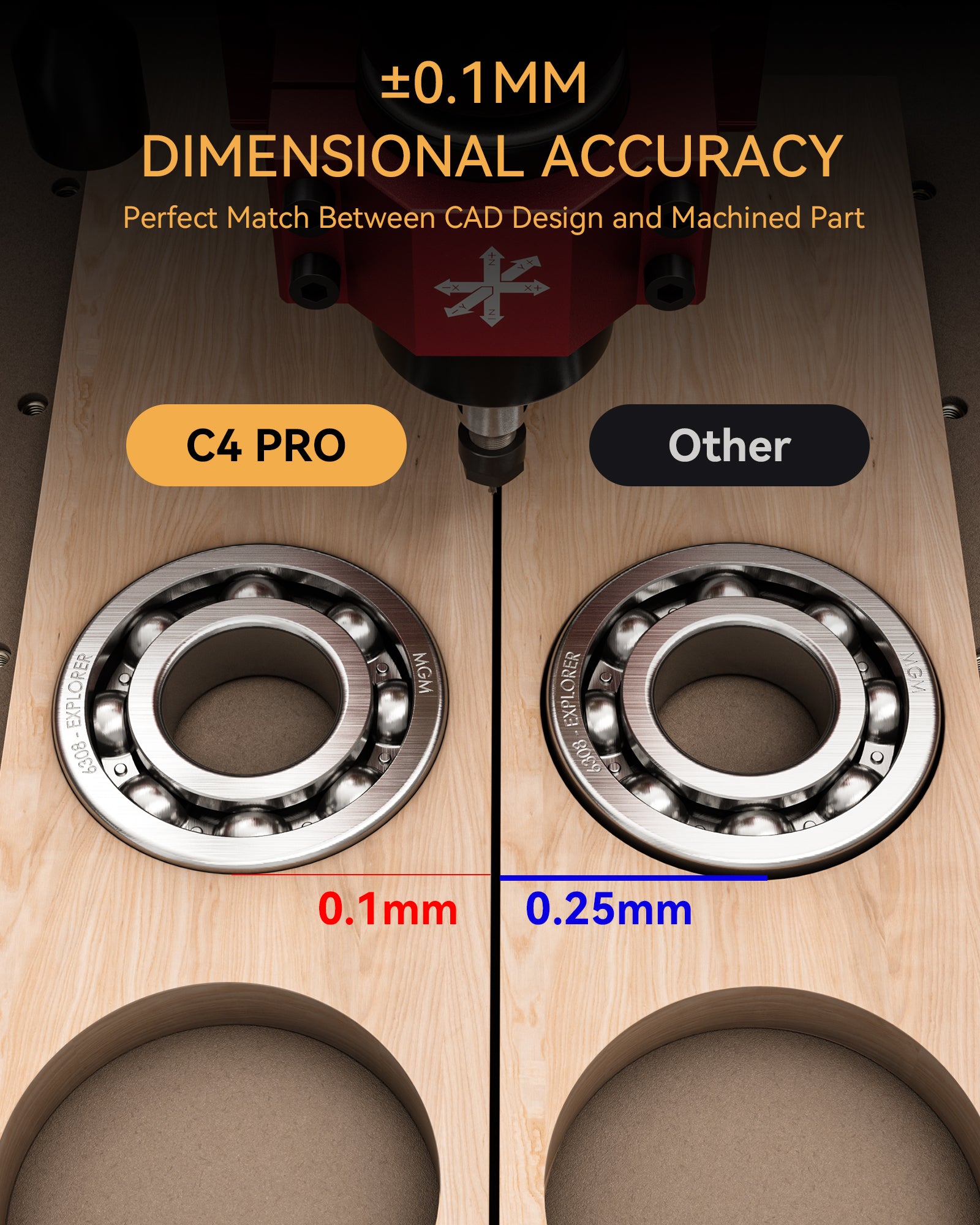 Atomstack 2025 New 0.1MM High Precision C4 PRO Desktop CNC Engraving Machine 200w Spindle Wood Drilling 3D Embossing Machine