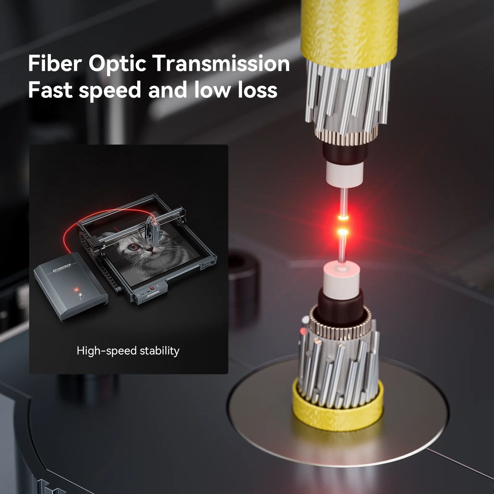 AtomStack A20 Pro 1064nm Infrared Laser Maker 20W Fiber Deep Laser Marking Engraving Machine Metal Cutting Rust Removal 40x40cm