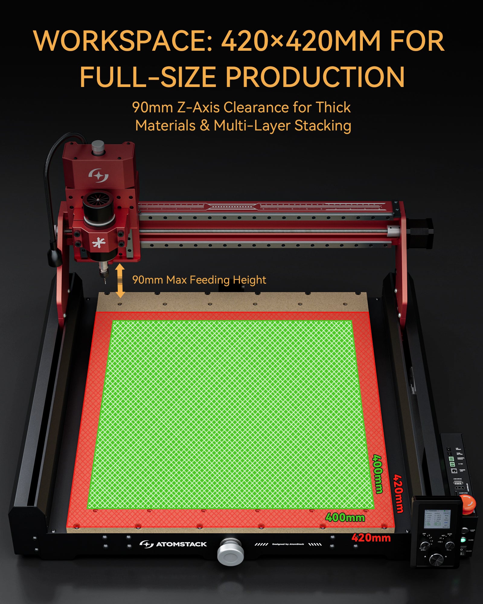 Atomstack 2025 New 0.1MM High Precision C4 PRO Desktop CNC Engraving Machine 200w Spindle Wood Drilling 3D Embossing Machine