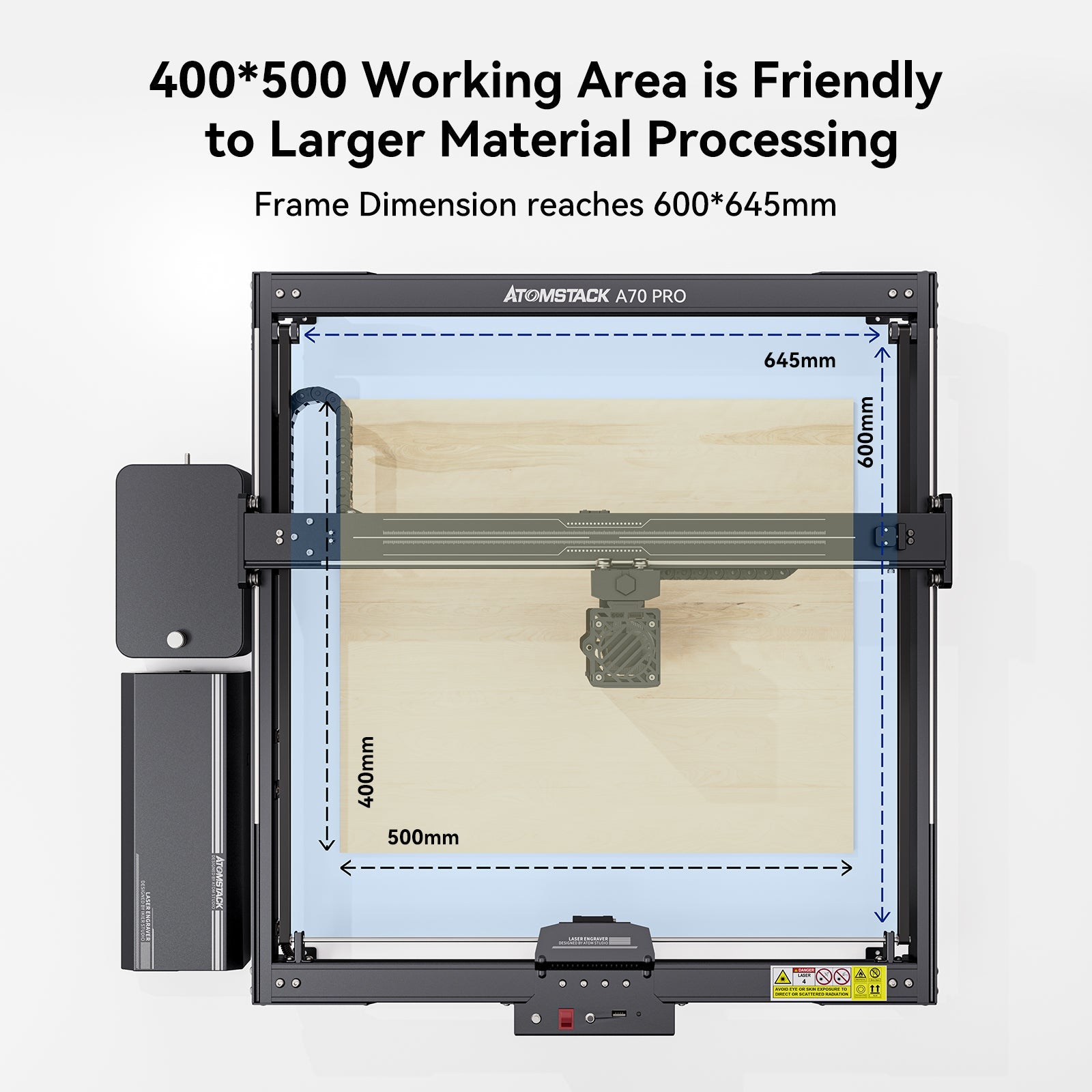 ATOMSTACK A70 X70 Pro Laser Engraver 77W COS Blue Light Laser Power with F60 Air Assist Set 24000mm/min Auto Focus with 4.3 inches Control Monitor 500x400mm Work Area