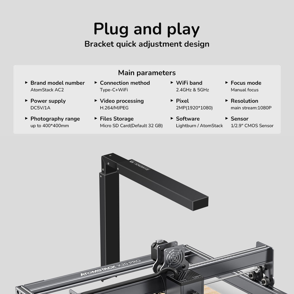Atomstack Camera Dimensions ATOMSTACK AC2 LightBurn Camera For Laser Engraving Machines 1080P HD V