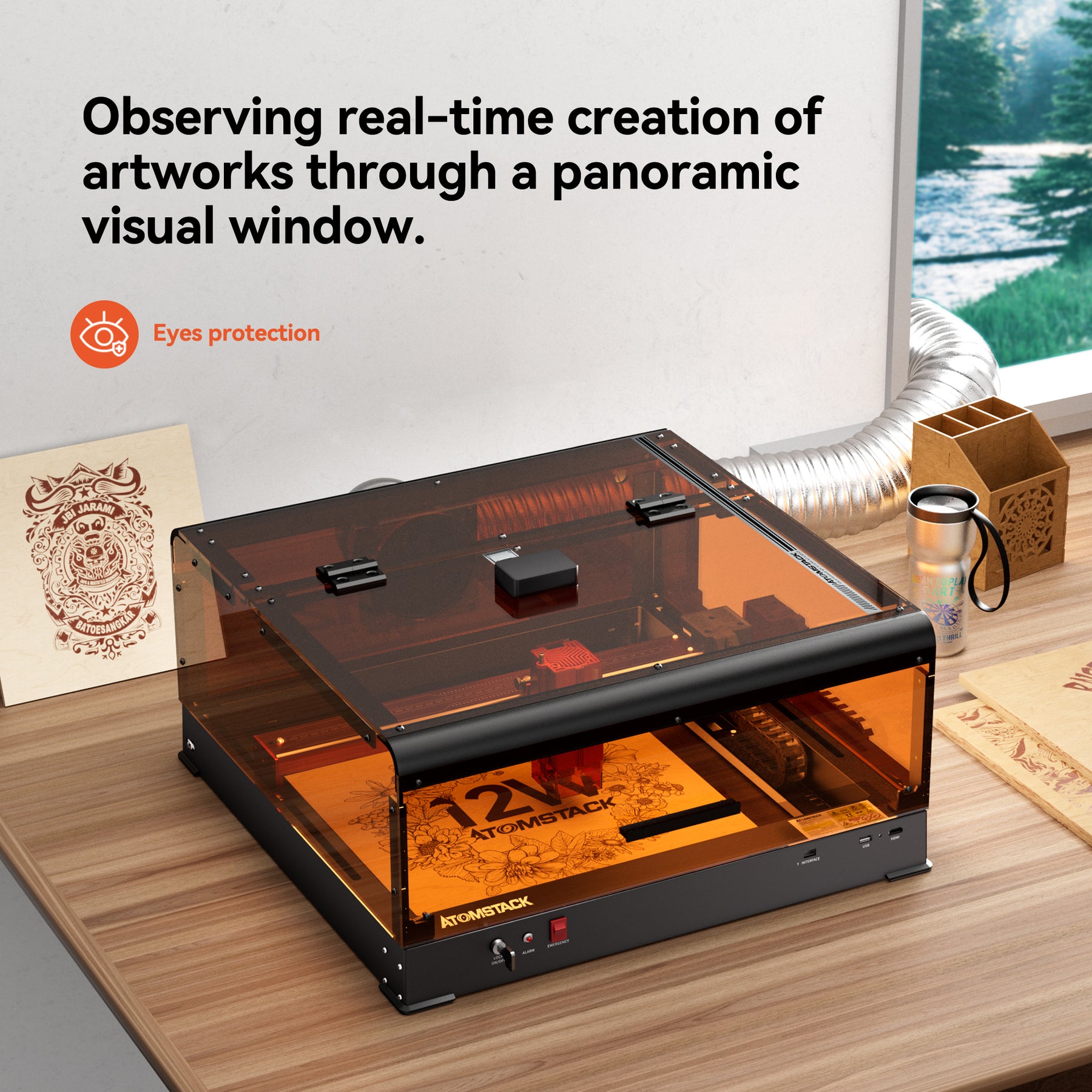 ATOMSTACK B3 Laser Engraver Protective Box With Intelligent Camera, LE