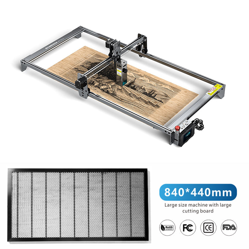 X70 PRO laser engraver with extension kits with 840*400mm cutting board