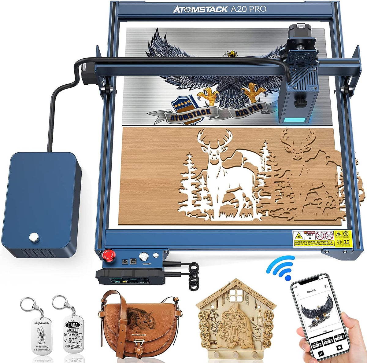 ATOMSTACK S20 PRO A20 PRO X20 PRO 20w Laser Engraver With Air Assist Kits Pump for metal plastic glass stone rubber leather