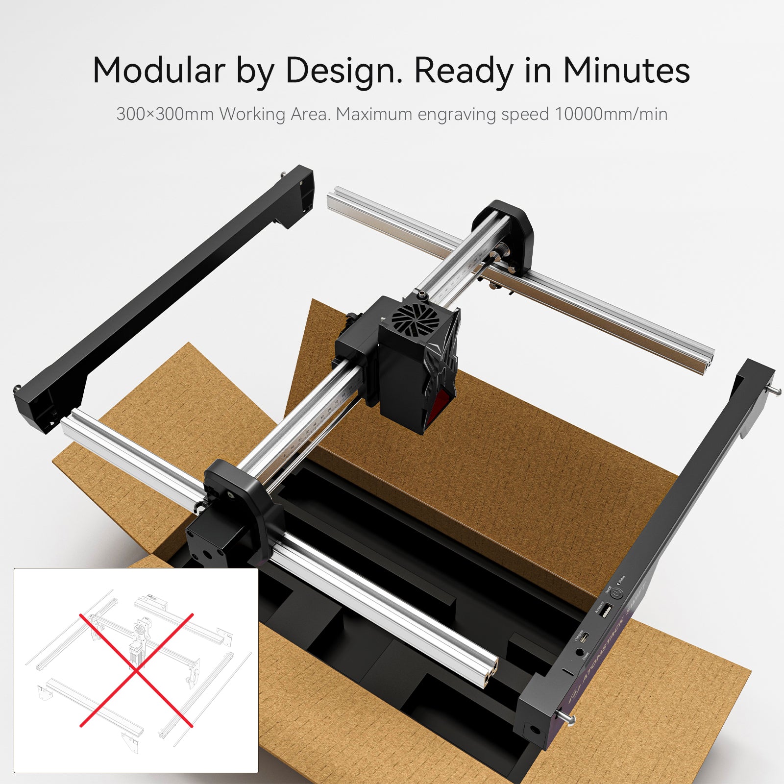 AtomStack Swift Mini 7W 12W Laser Engraver Portable 300x300mm10000mm/min DIY Gifts for Wood and Metal Dark Acrylic Glass Metal