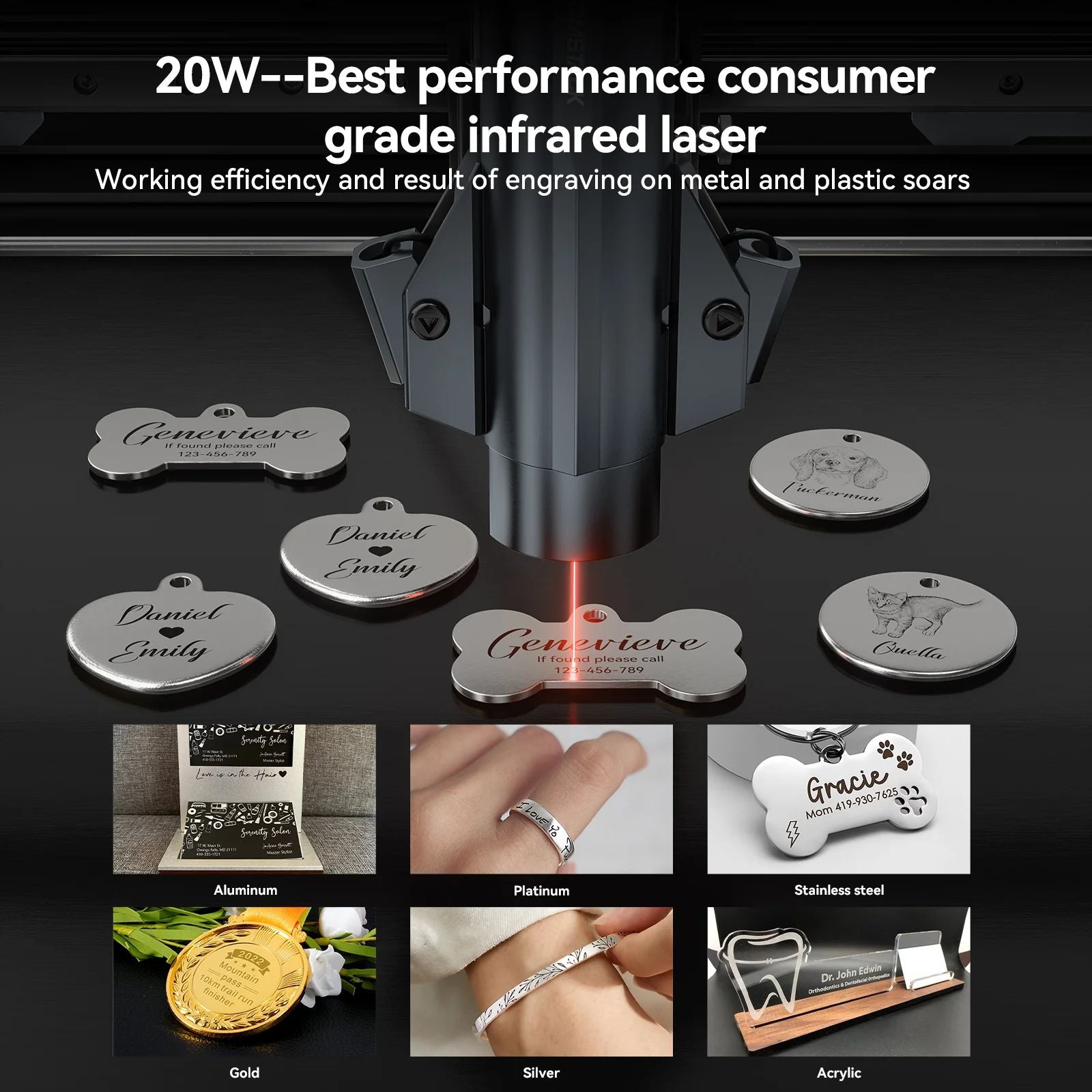 AtomStack A20 Pro 1064nm Infrared Laser Maker 20W Fiber Deep Laser Marking Engraving Machine Metal Cutting Rust Removal 40x40cm