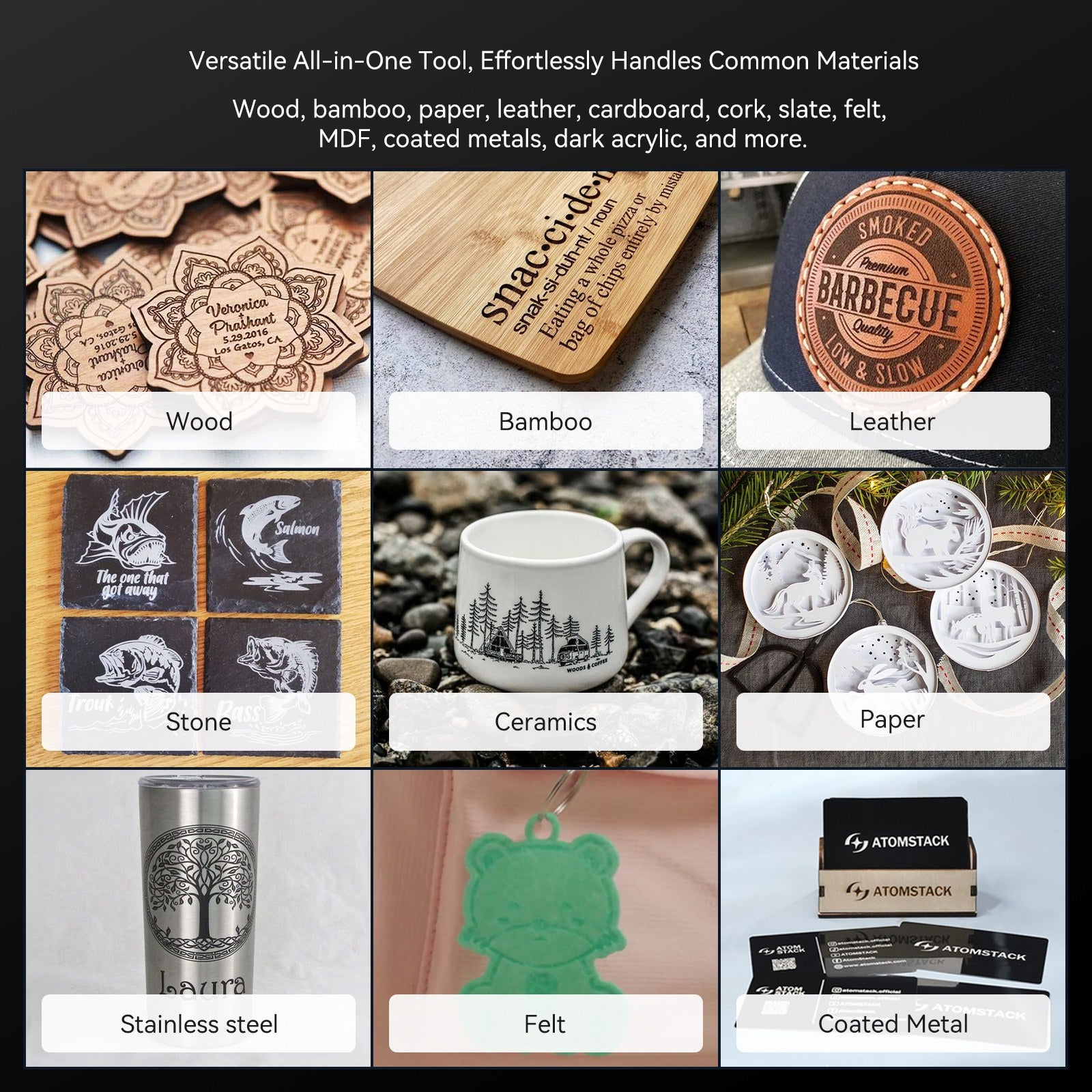 ATOMSTACK Swift Mini Laser Engraver for Beginners 3000mW Output Laser Cutter Desktop Portable Engraving Machine for Wood T-Shirt