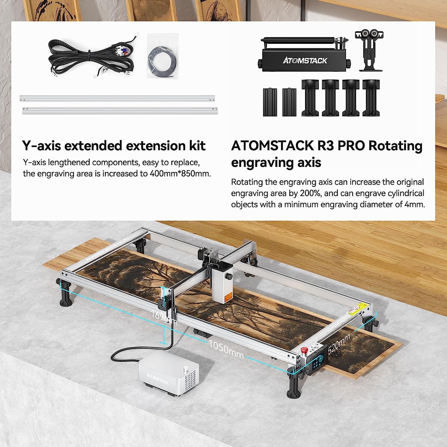 ATOMSTACK X30 Pro Extension Kit - Laser Engraver Area Expansion Kit for ATOMSTACK X30 Pro/S30 PRO/A30 PRO, Engraving Area is Expanded to 40 * 85cm,Longer Laser Engraving and Cutting for Laser Engraver
