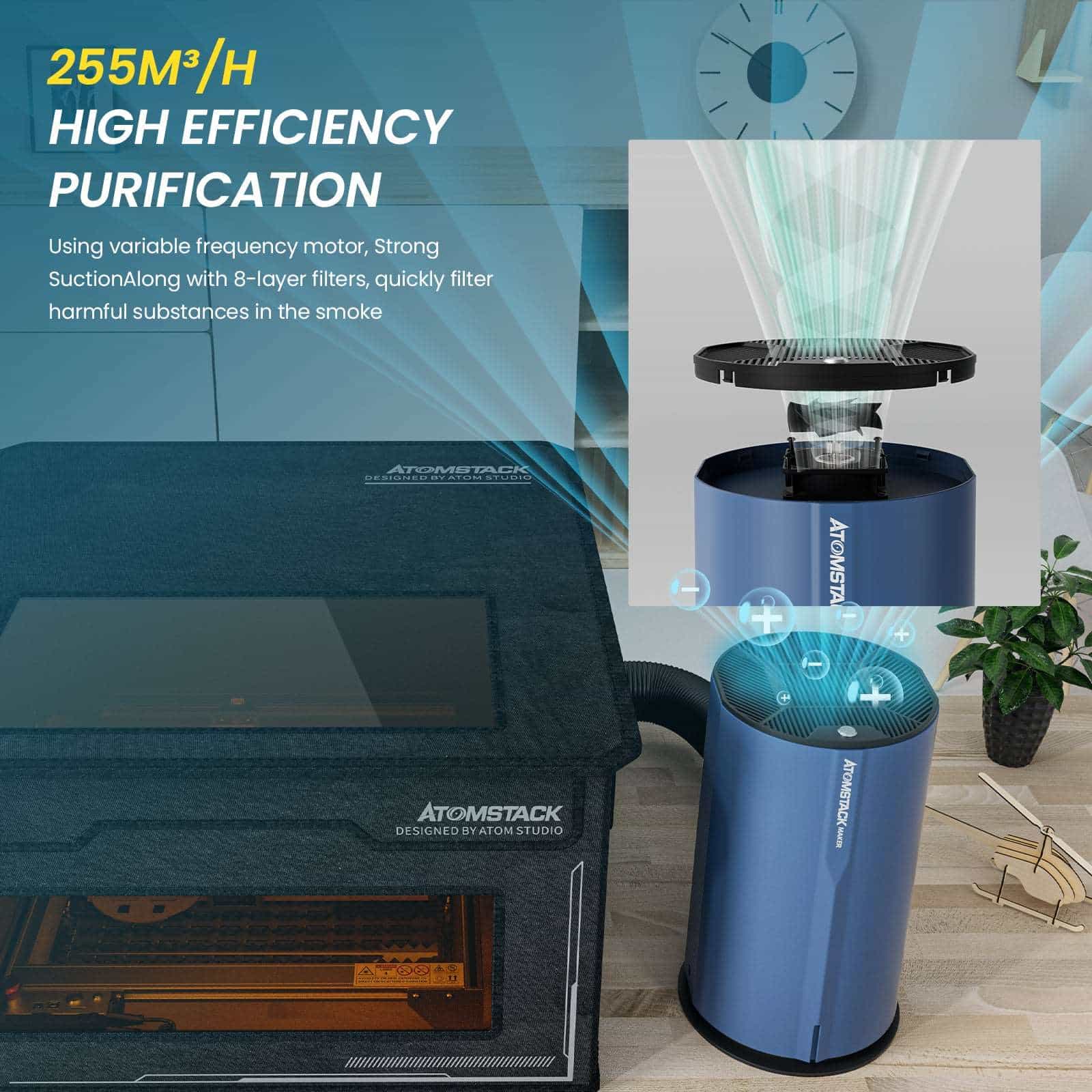 [Pre-order] Atomstack D2 Air Purifier for Laser Engraver Smoke Filter - Atomstack Factory Store